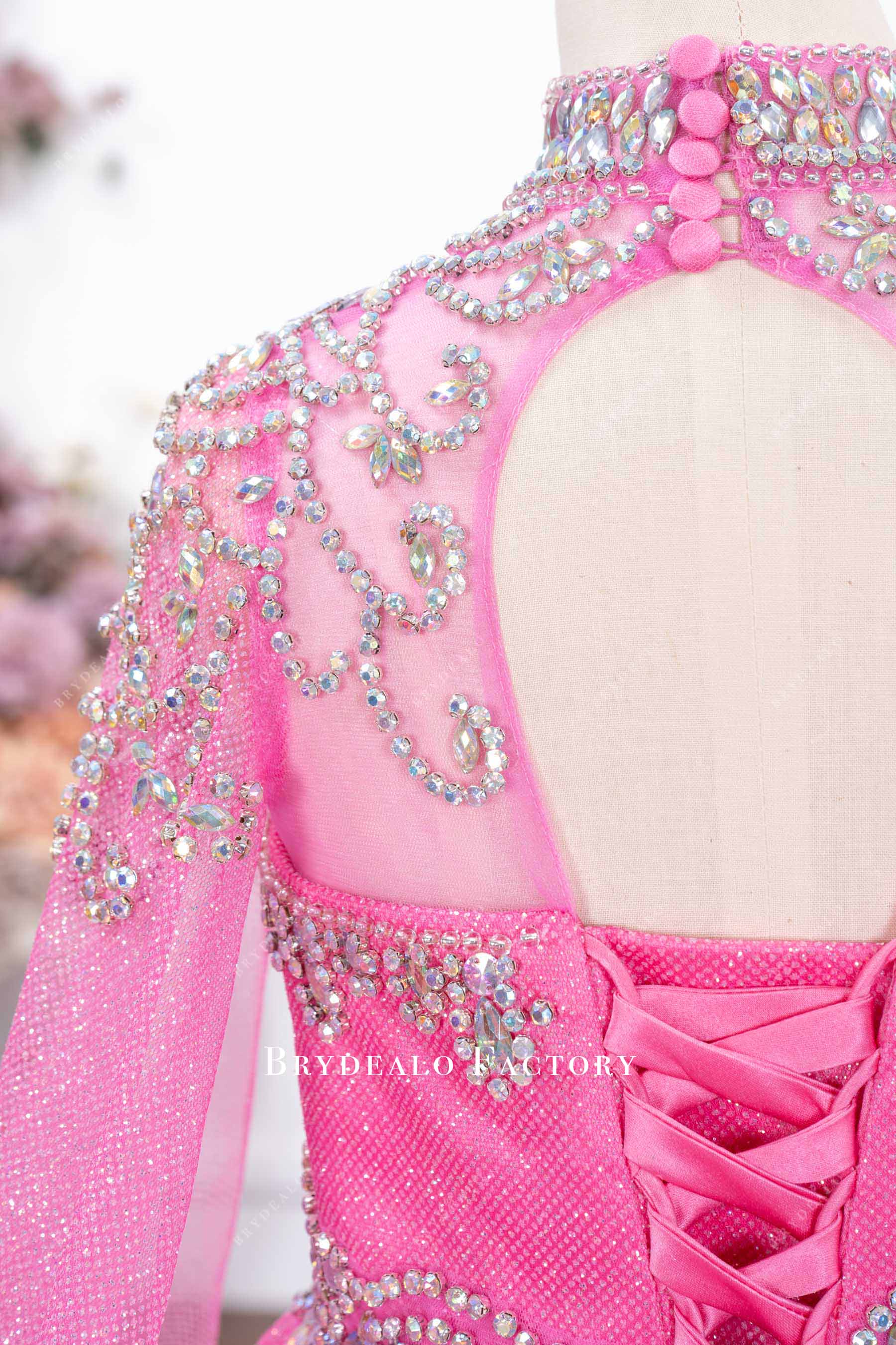 high-neck keyhole girl pageant dress