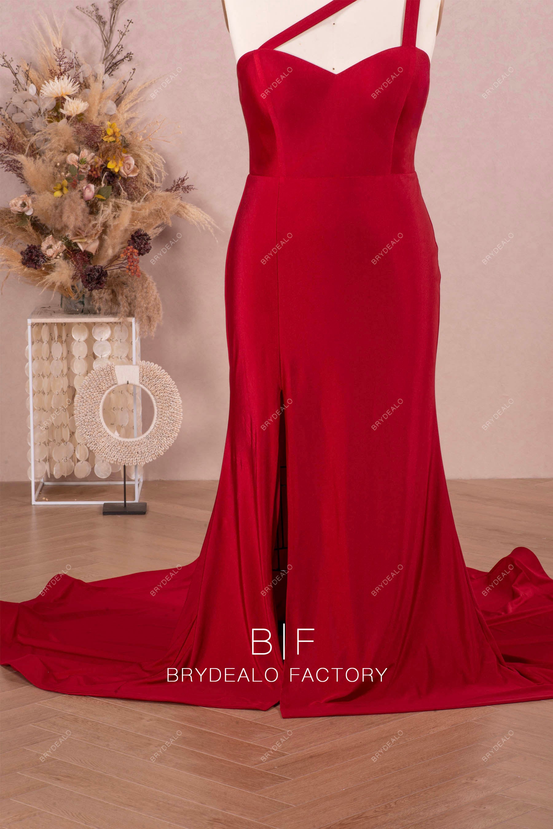 high slit mermaid bridesmaid dress