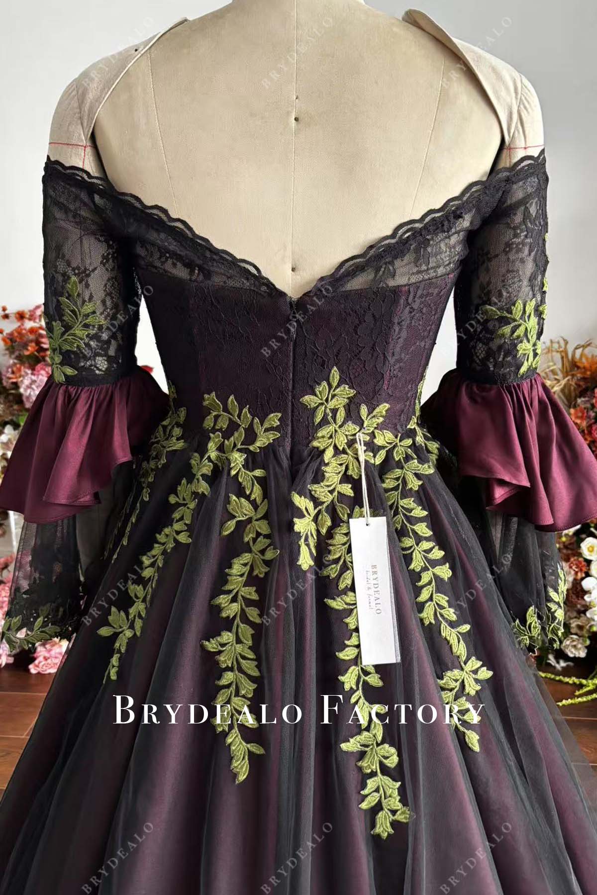 illusion V-back custom wedding dress