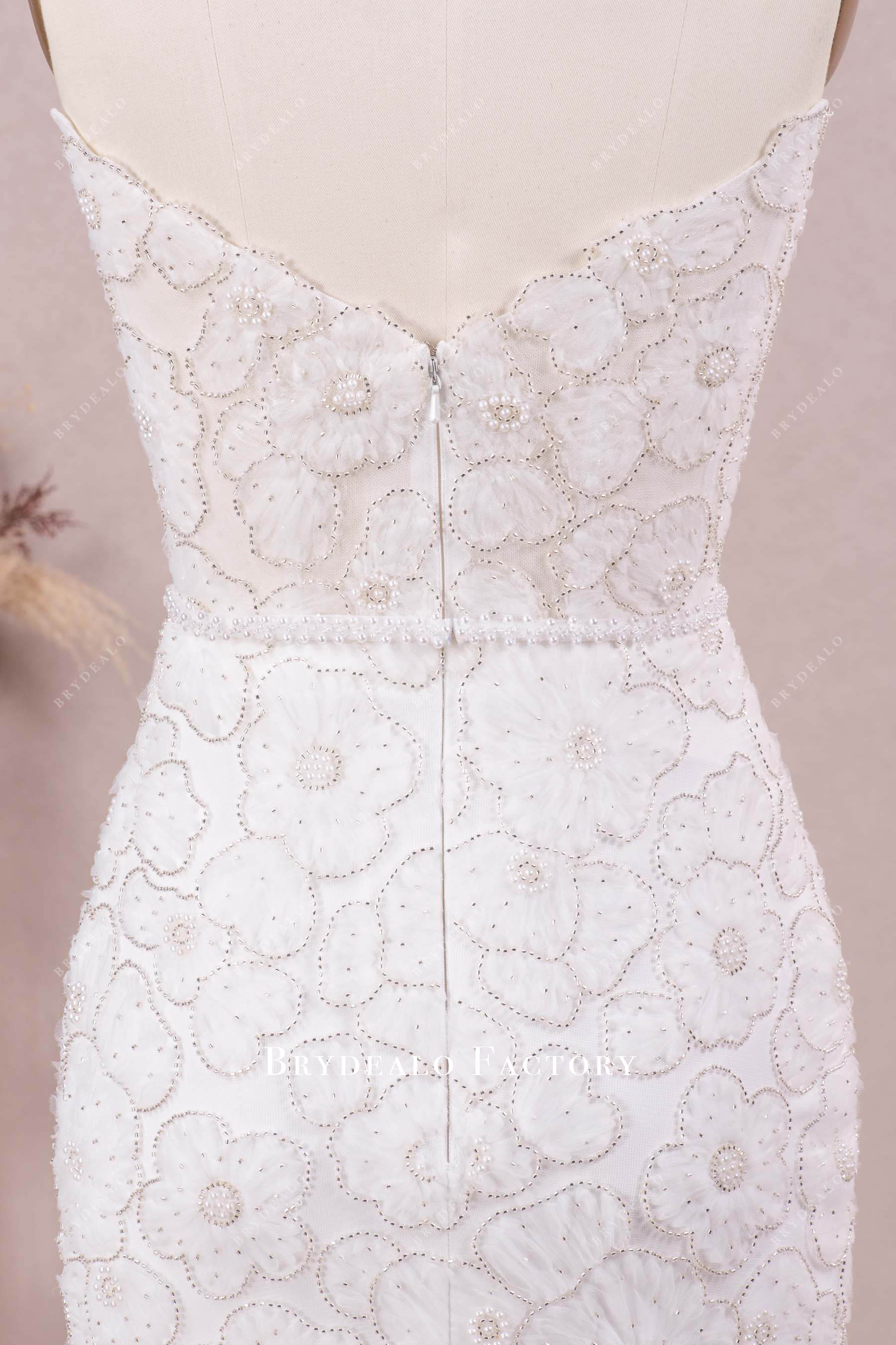 illusion V-cut back bridal gown