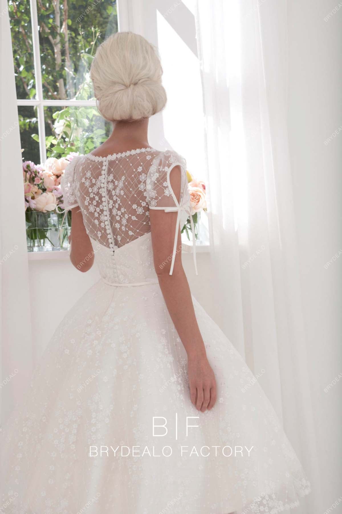 illusion back A-line short bridal gown