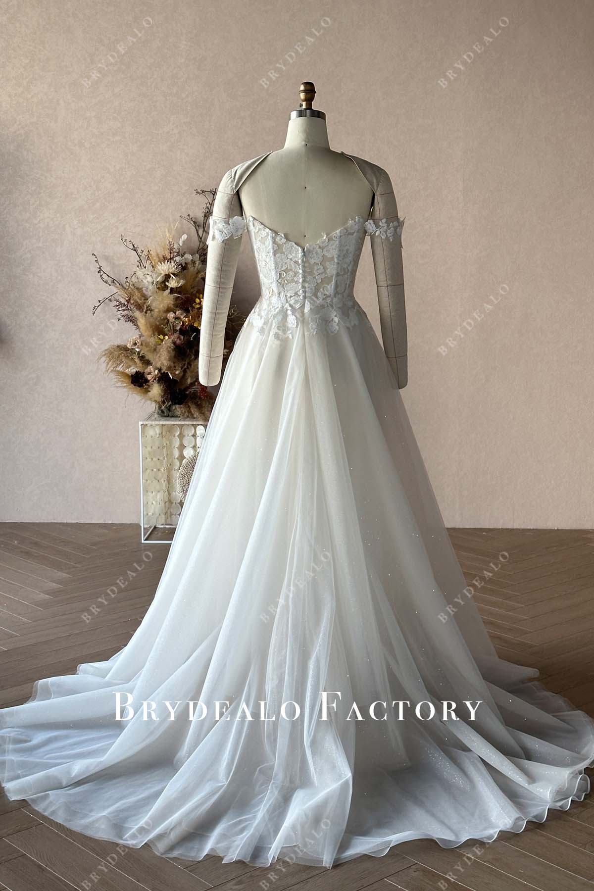 illusion back A-line wedding gown
