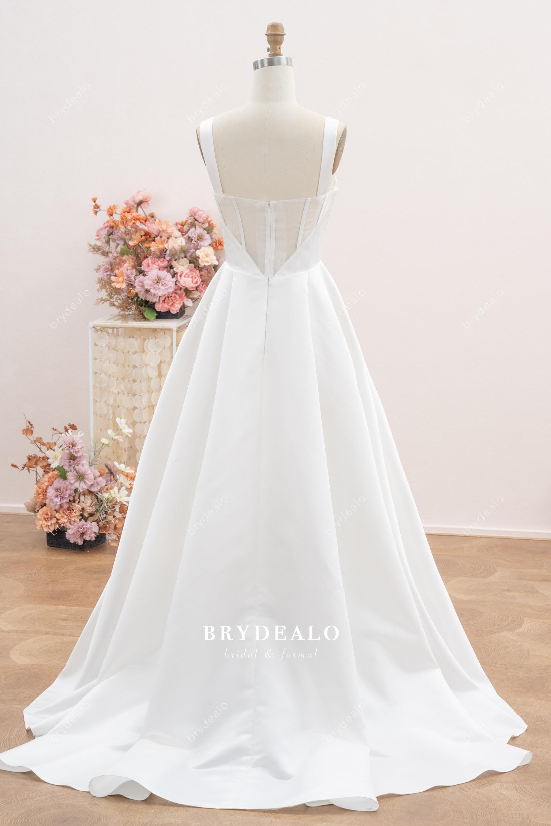 illusion back A-line wedding dress