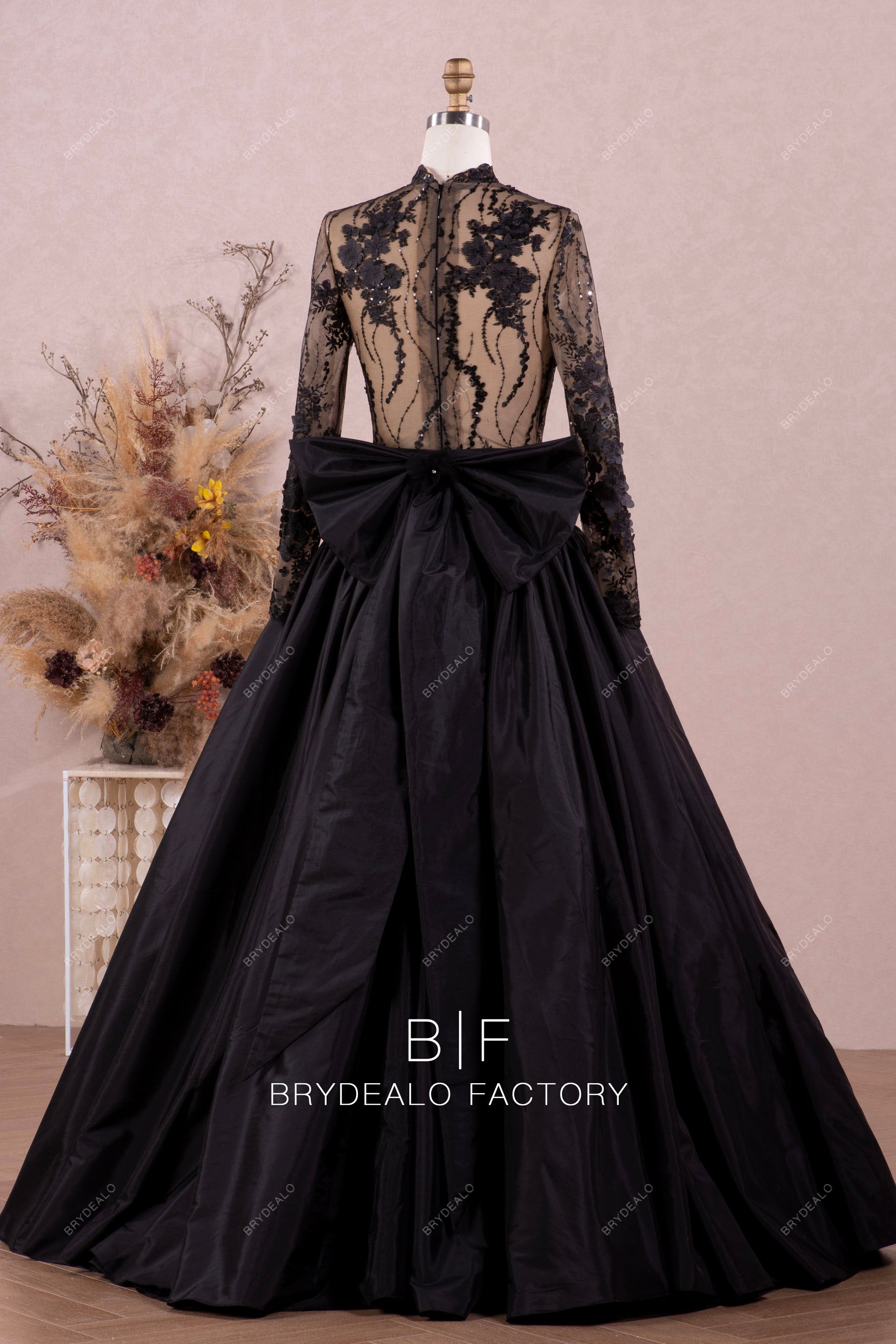 illusion back bowknot floor length bridal gown