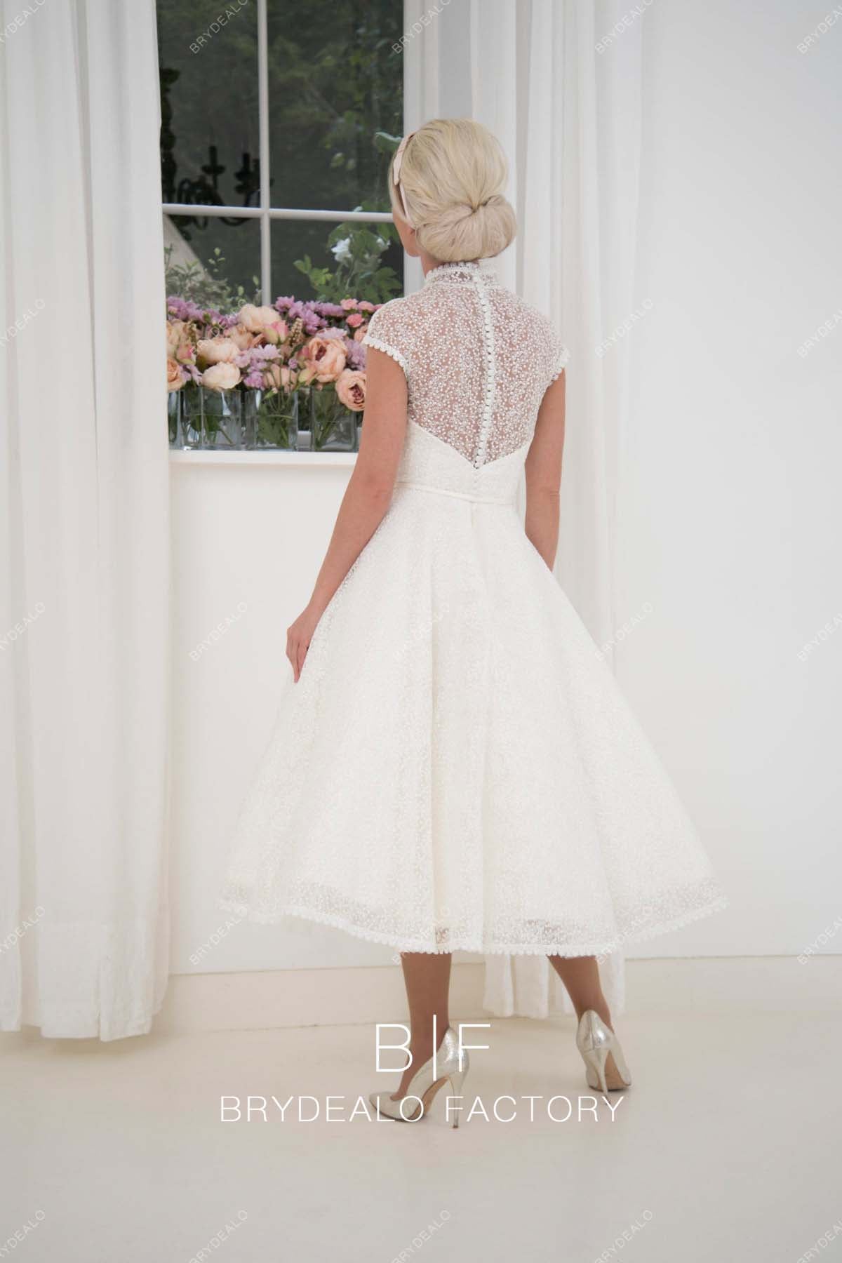 illusion back cap sleeves vintage bridal dress