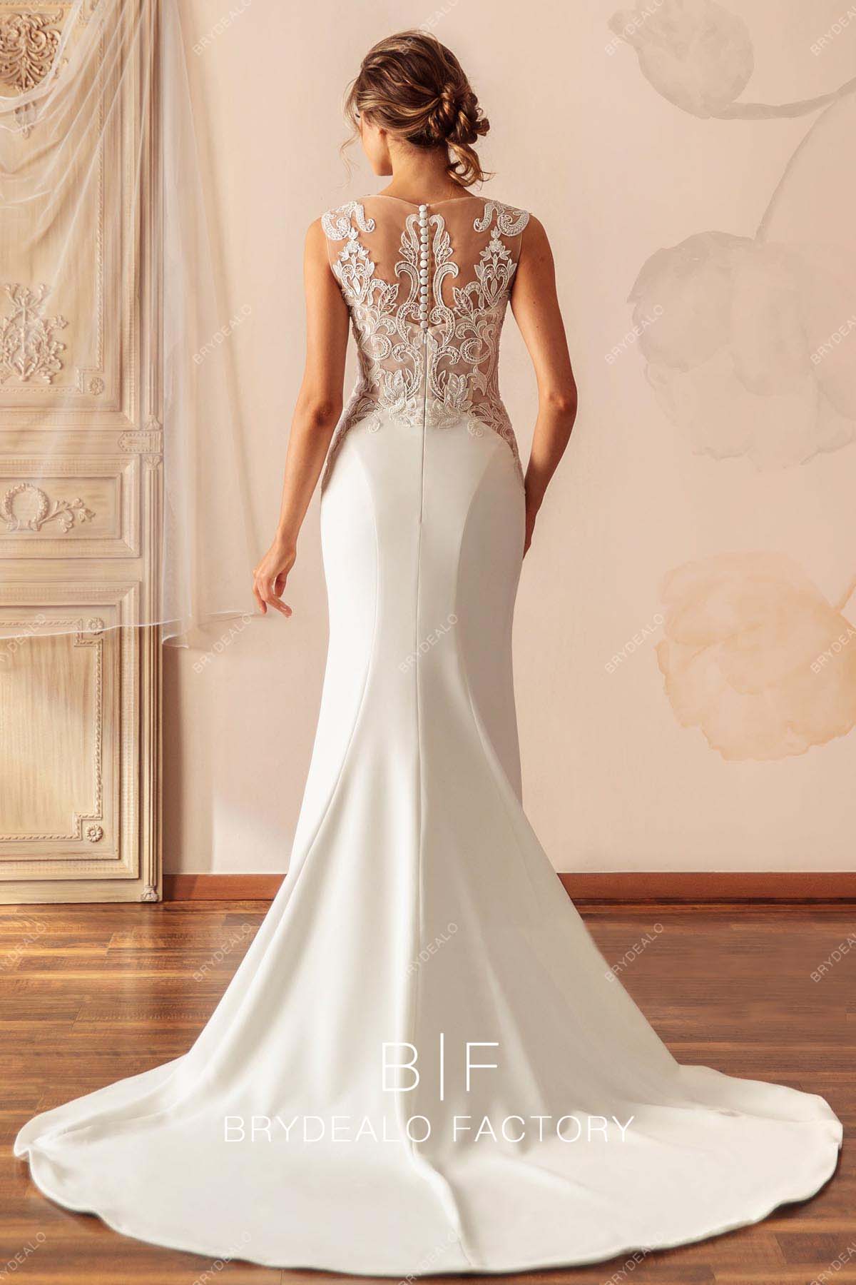 illusion back court train mermaid wedding dress