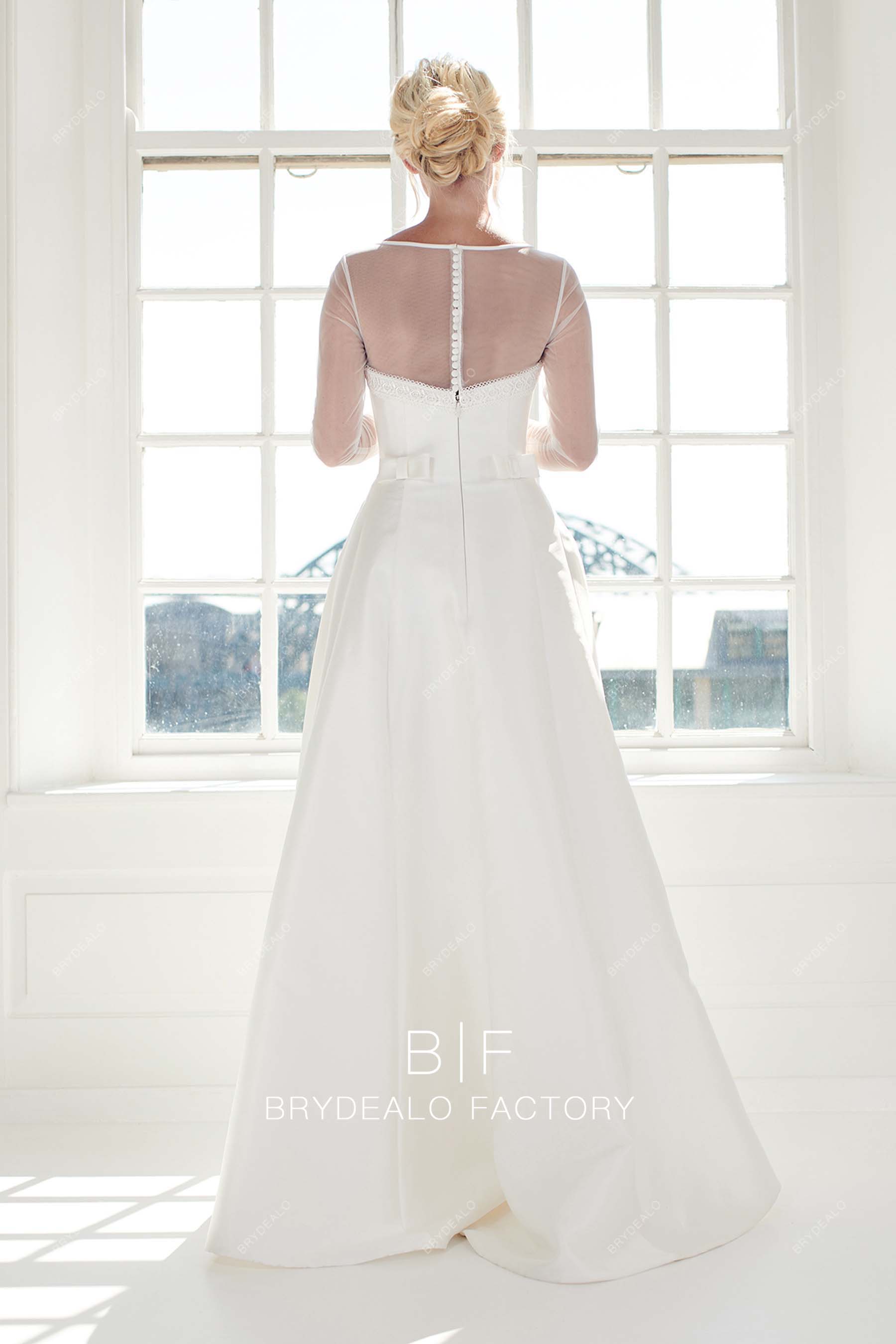 classic illusion back long bridal dress online