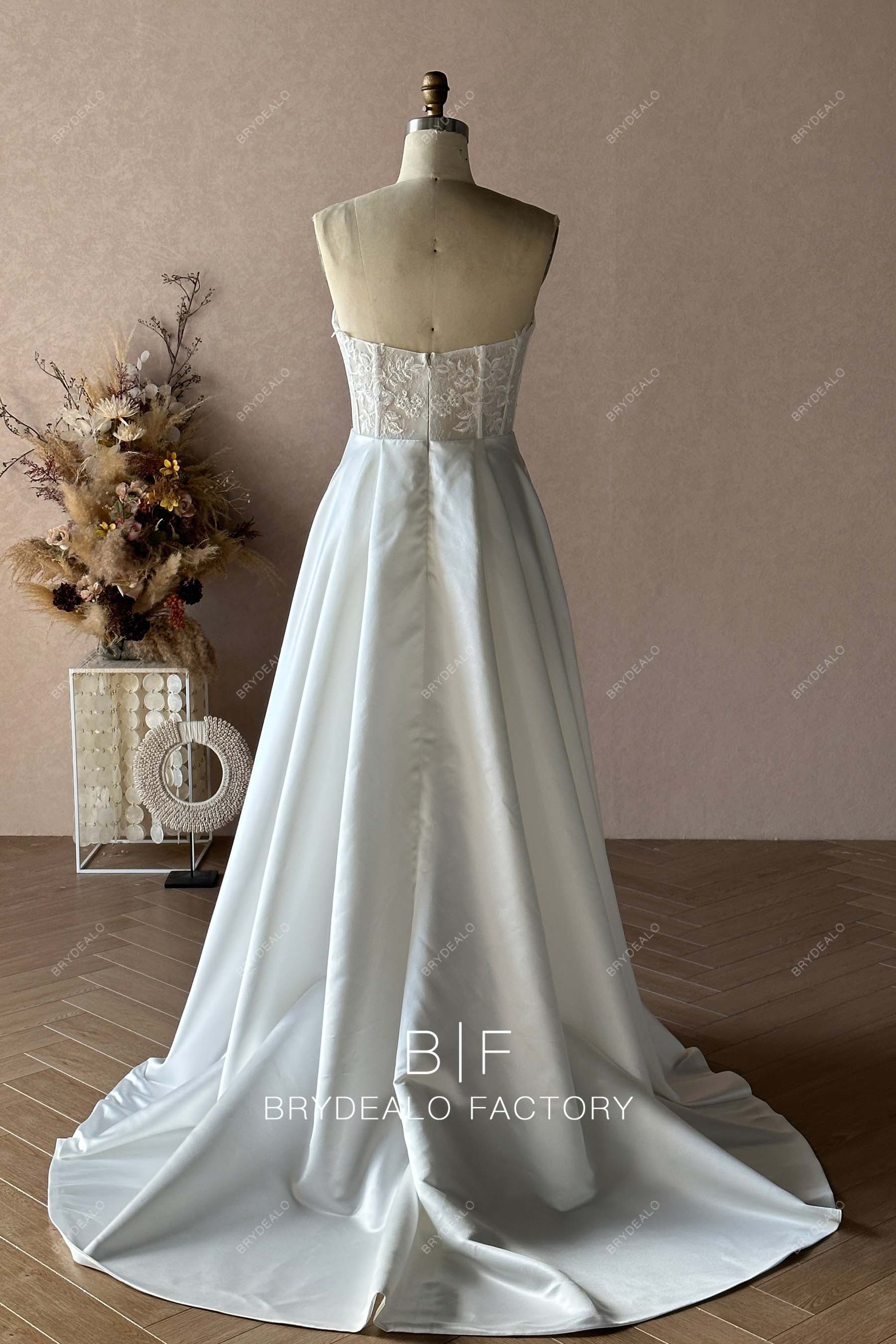 illusion back long train wedding gown
