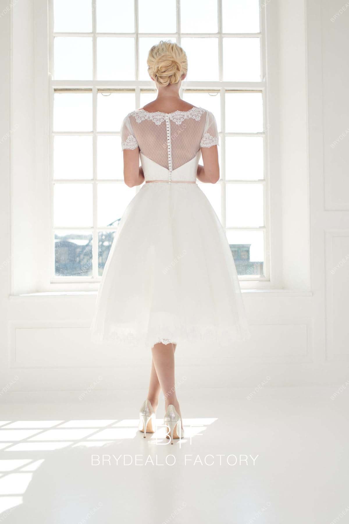 illusion back short casual bridal dress