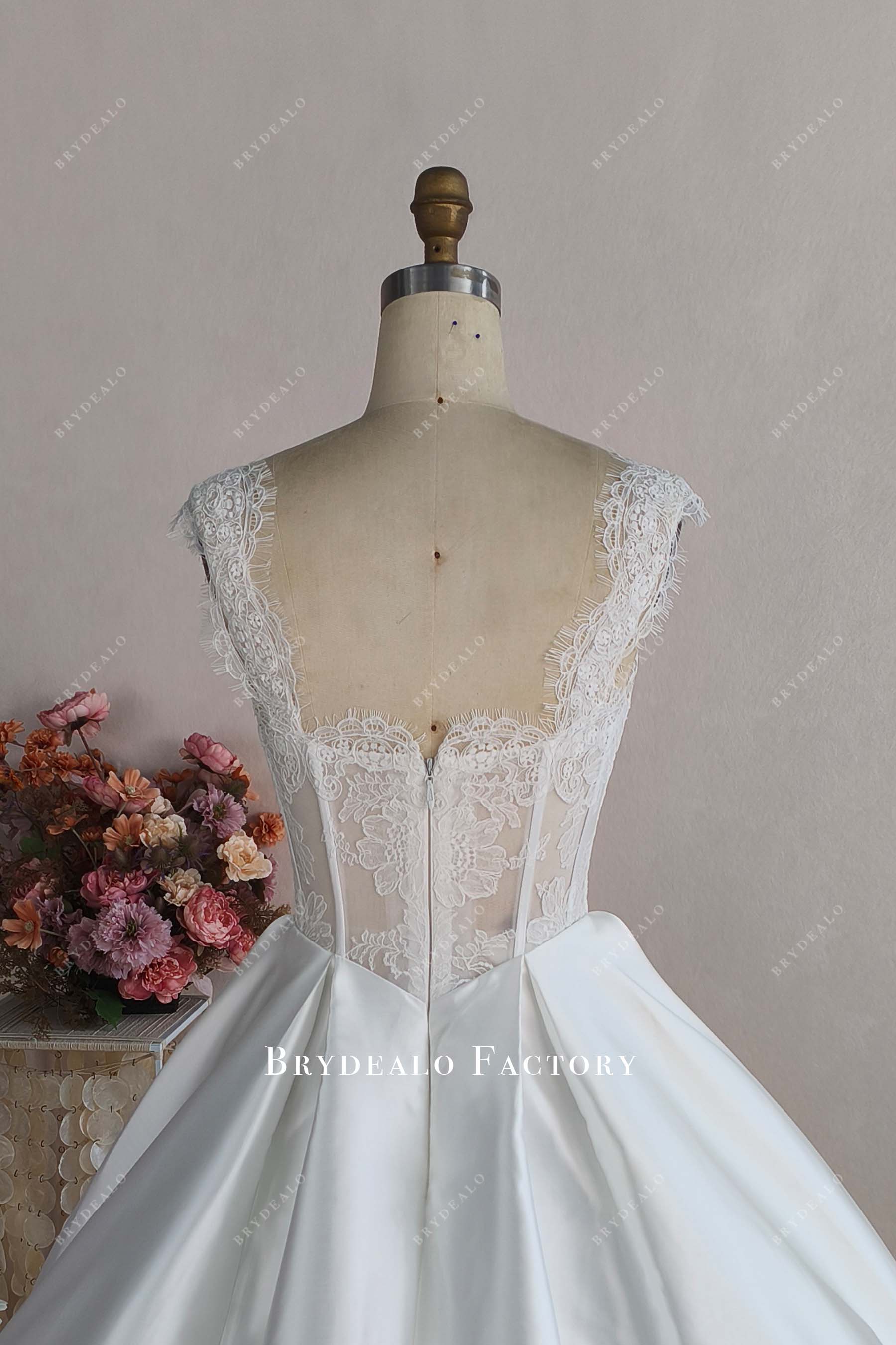 illusion back sleeveless bridal dress