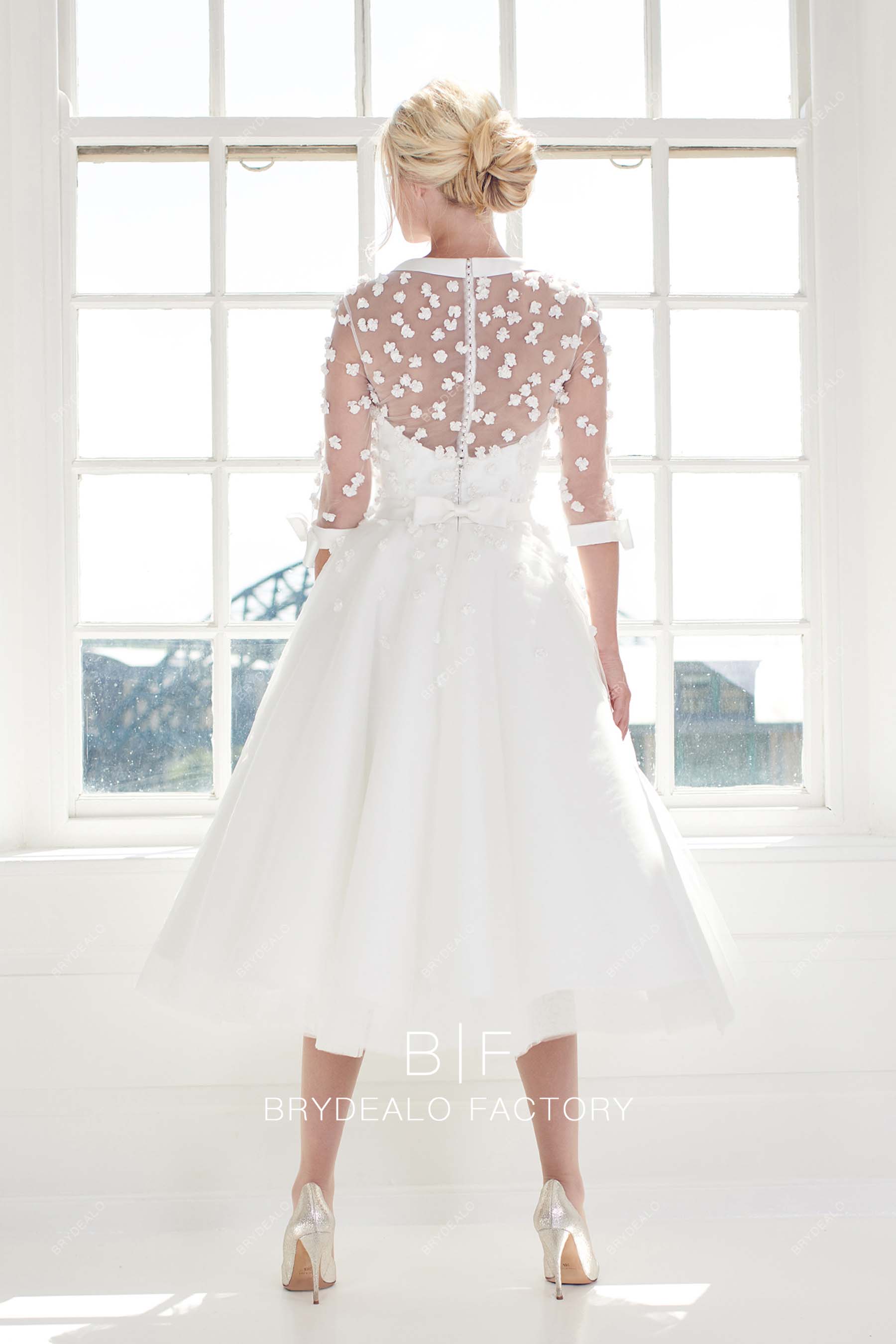illusion back vintage wedding gown