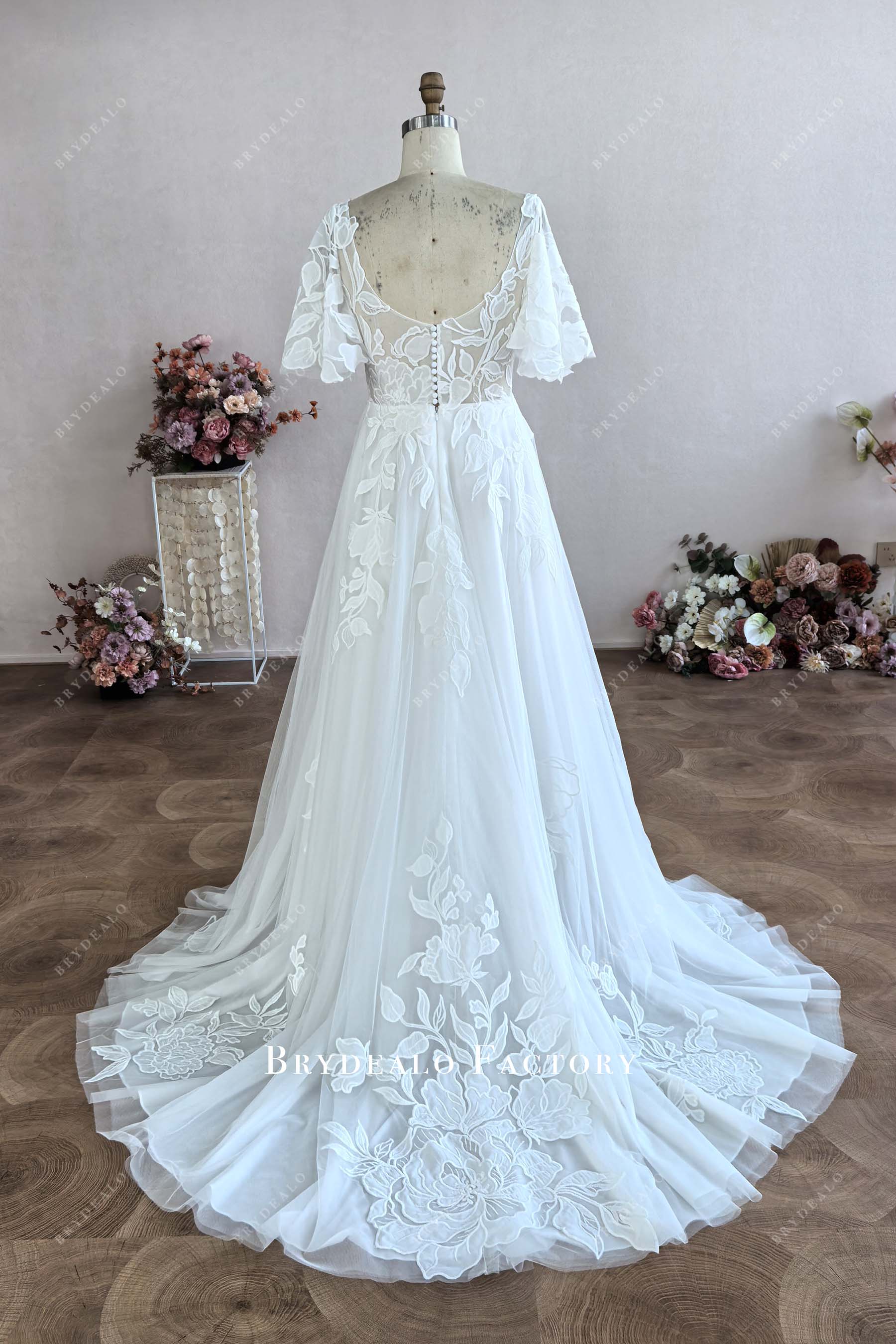 illusion back wedding dress