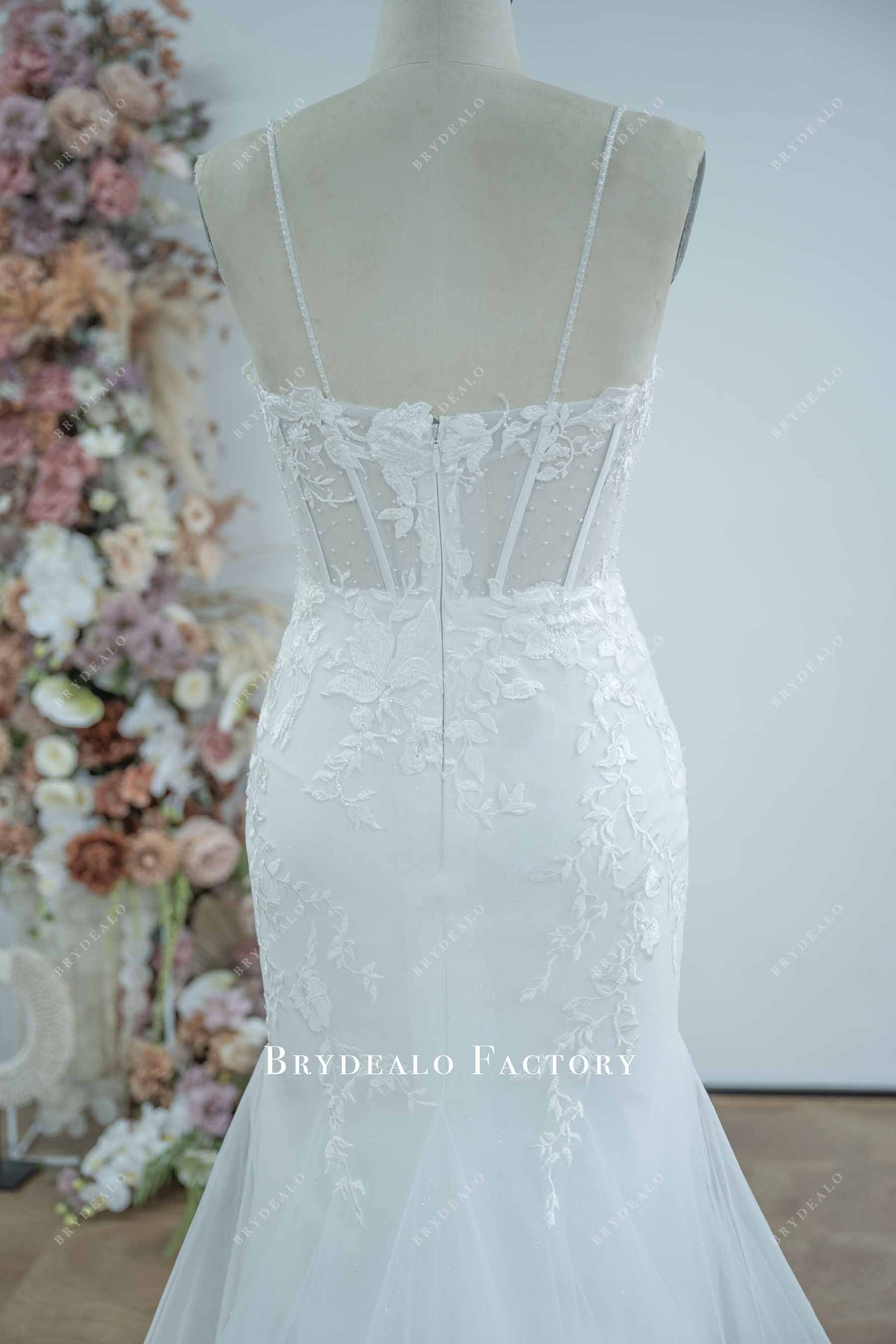 illusion boned back wedding dress