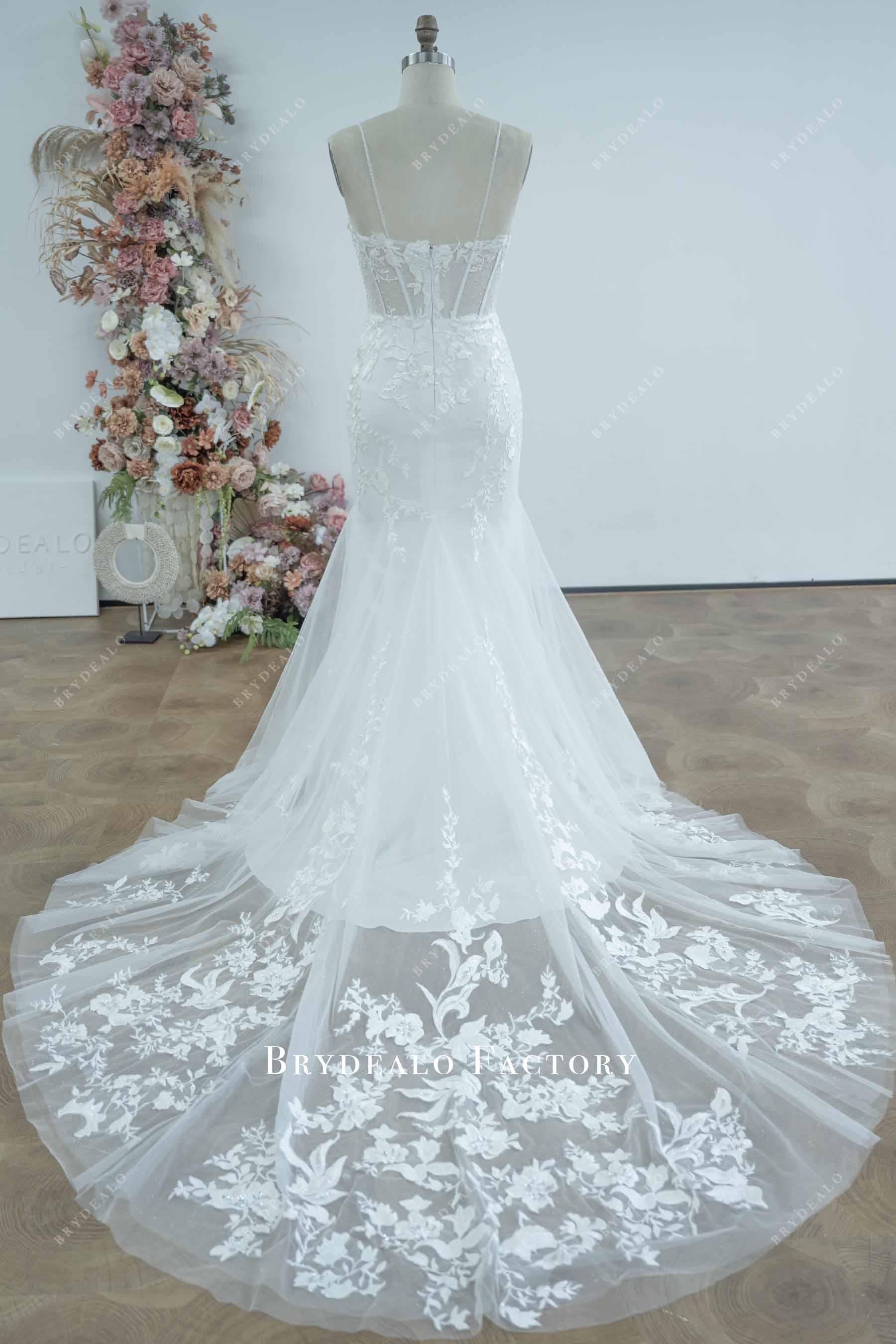 illusion chapel train wedding gown
