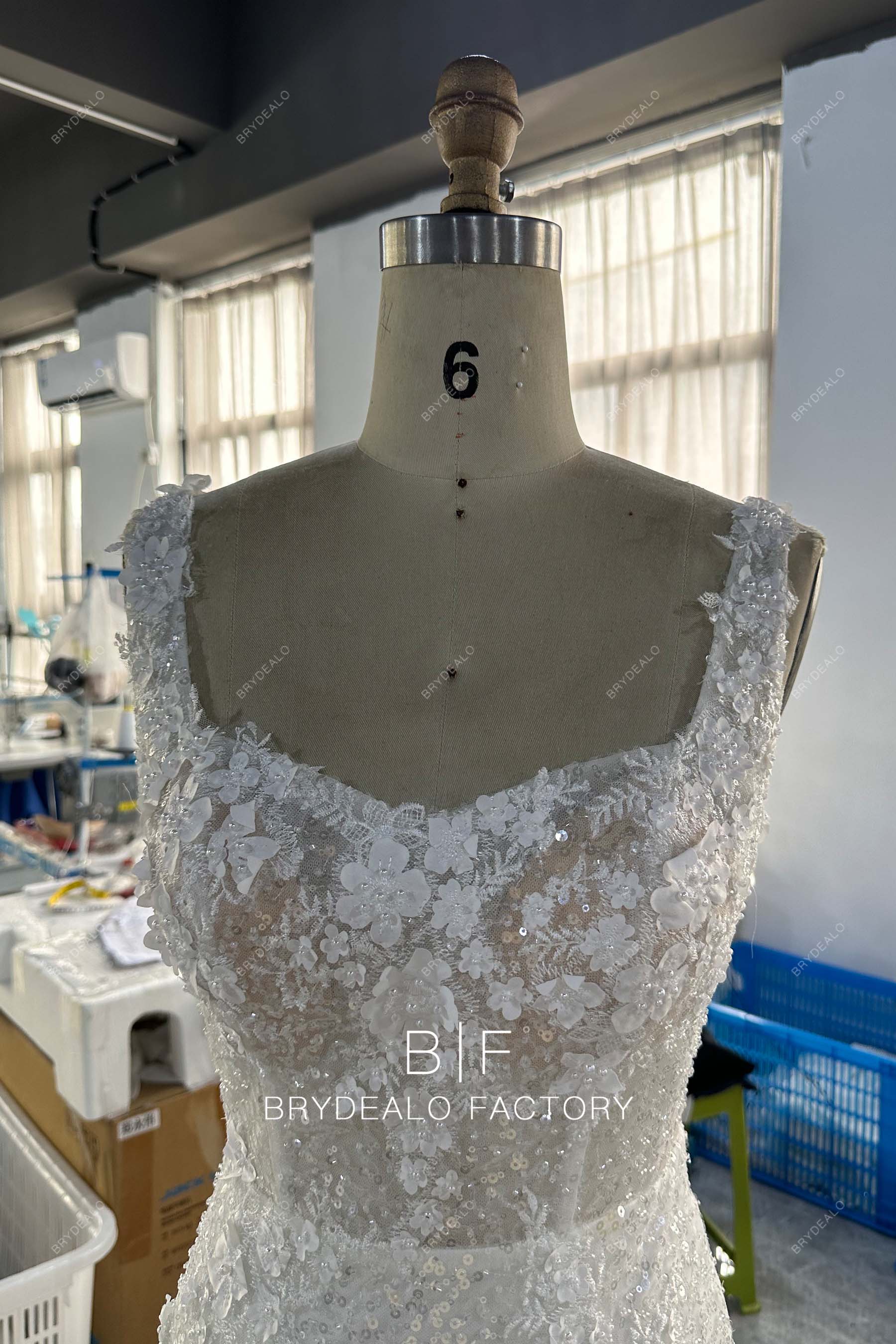 illusion corset 3D lace sparkly bridal dress for sale