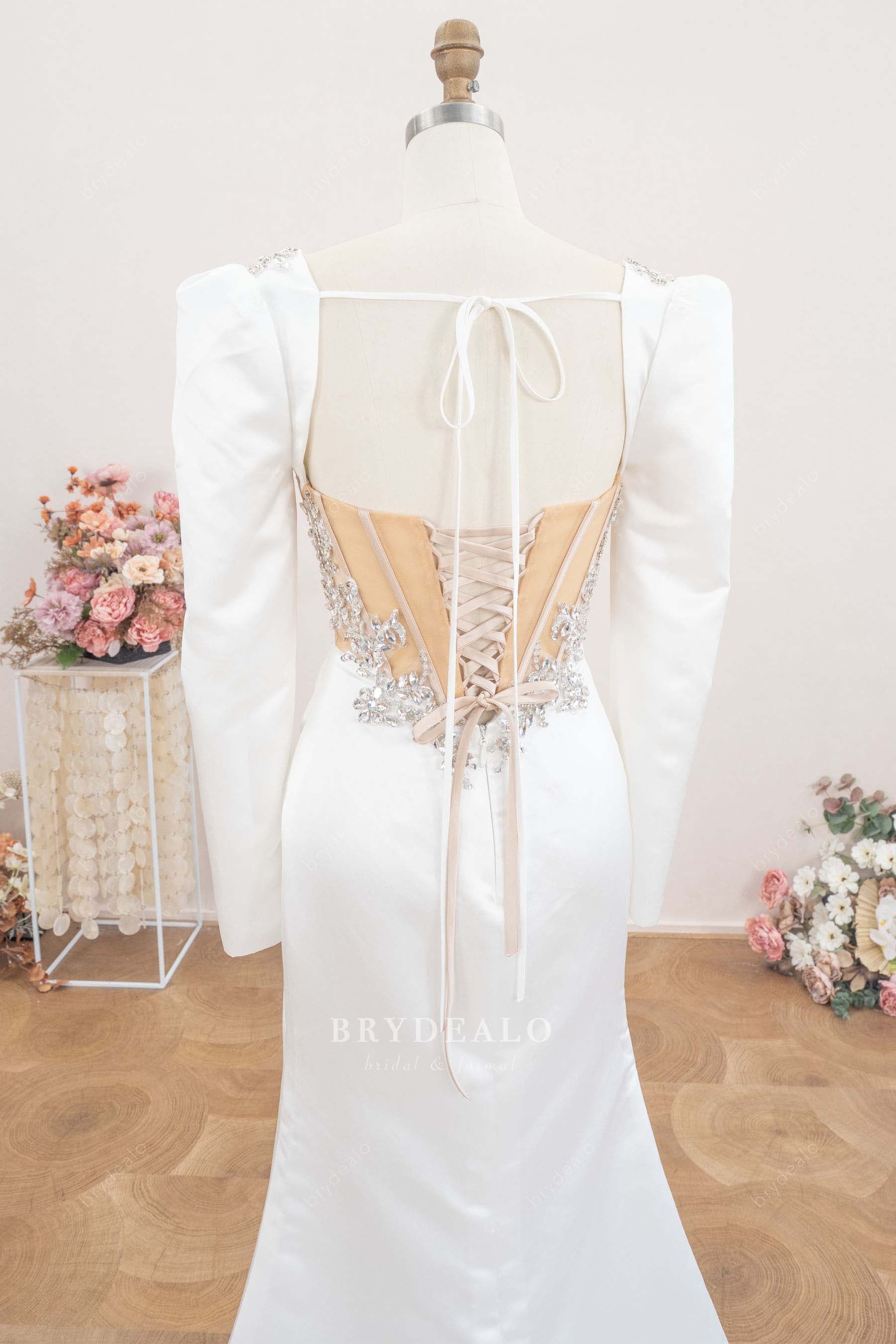 illusion corset back wedding dress