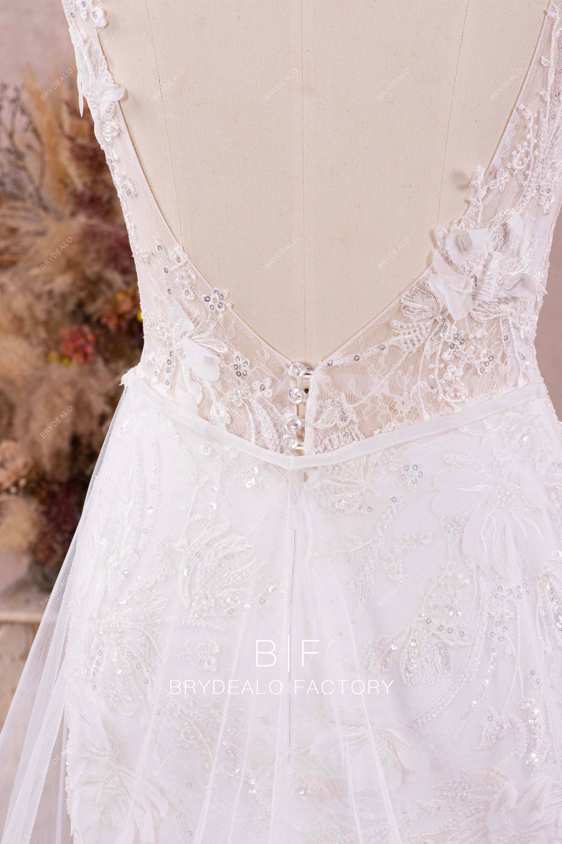 illusion crystal closure back with detachable overskirt