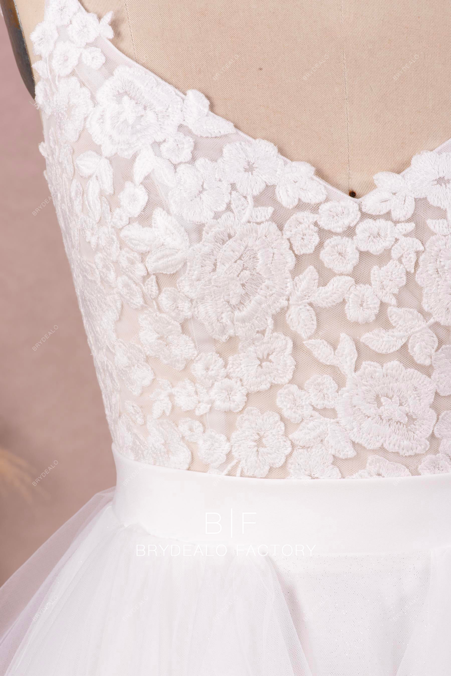 illusion flower lace bridal top