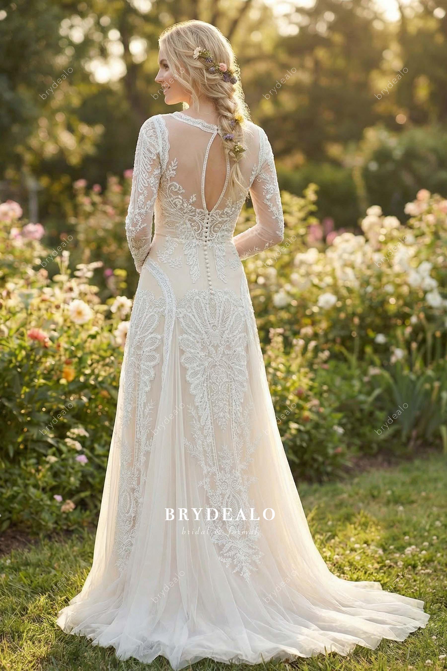 illusion keyhole back bridal dress