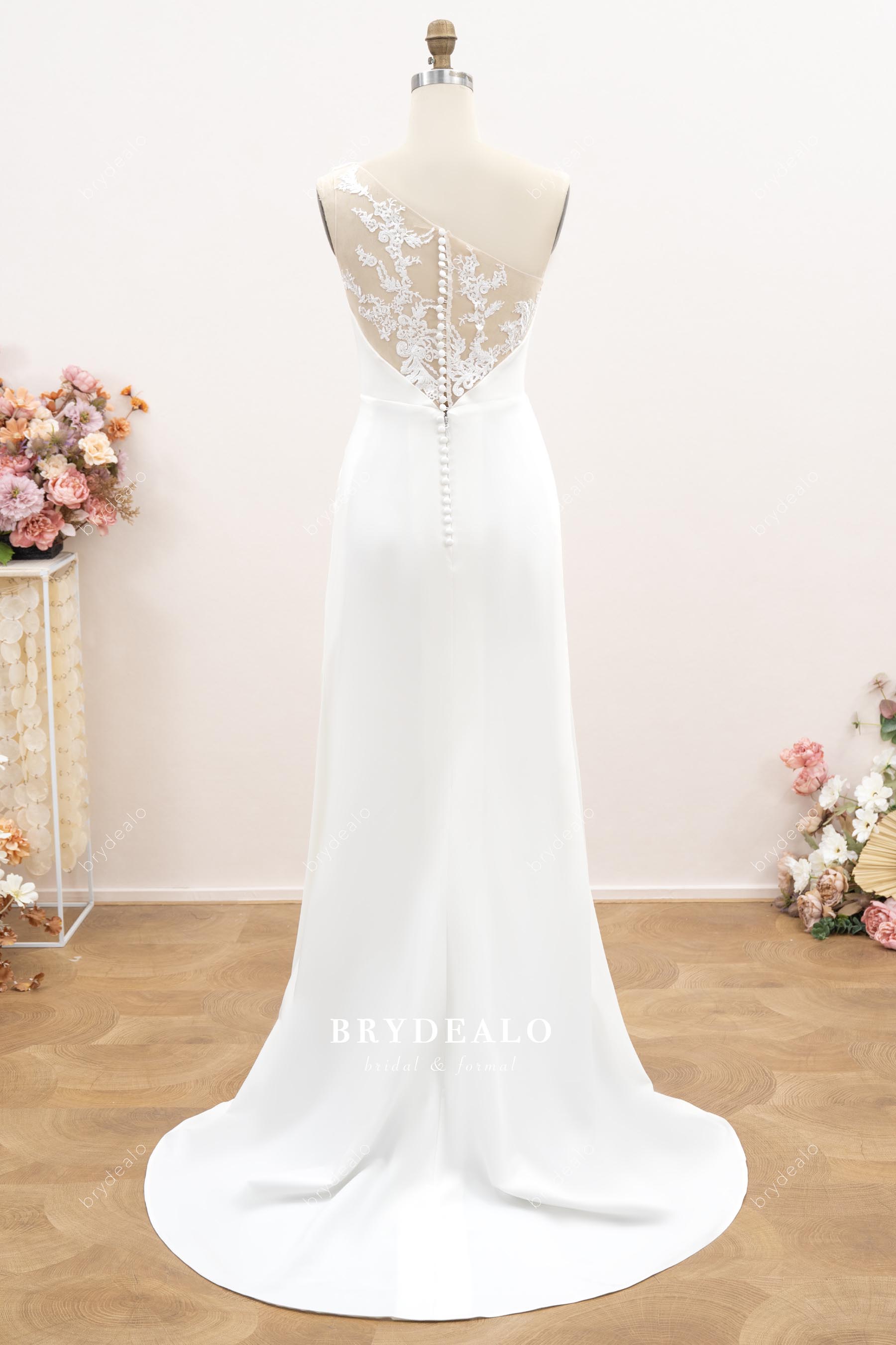illusion lace back wedding dress