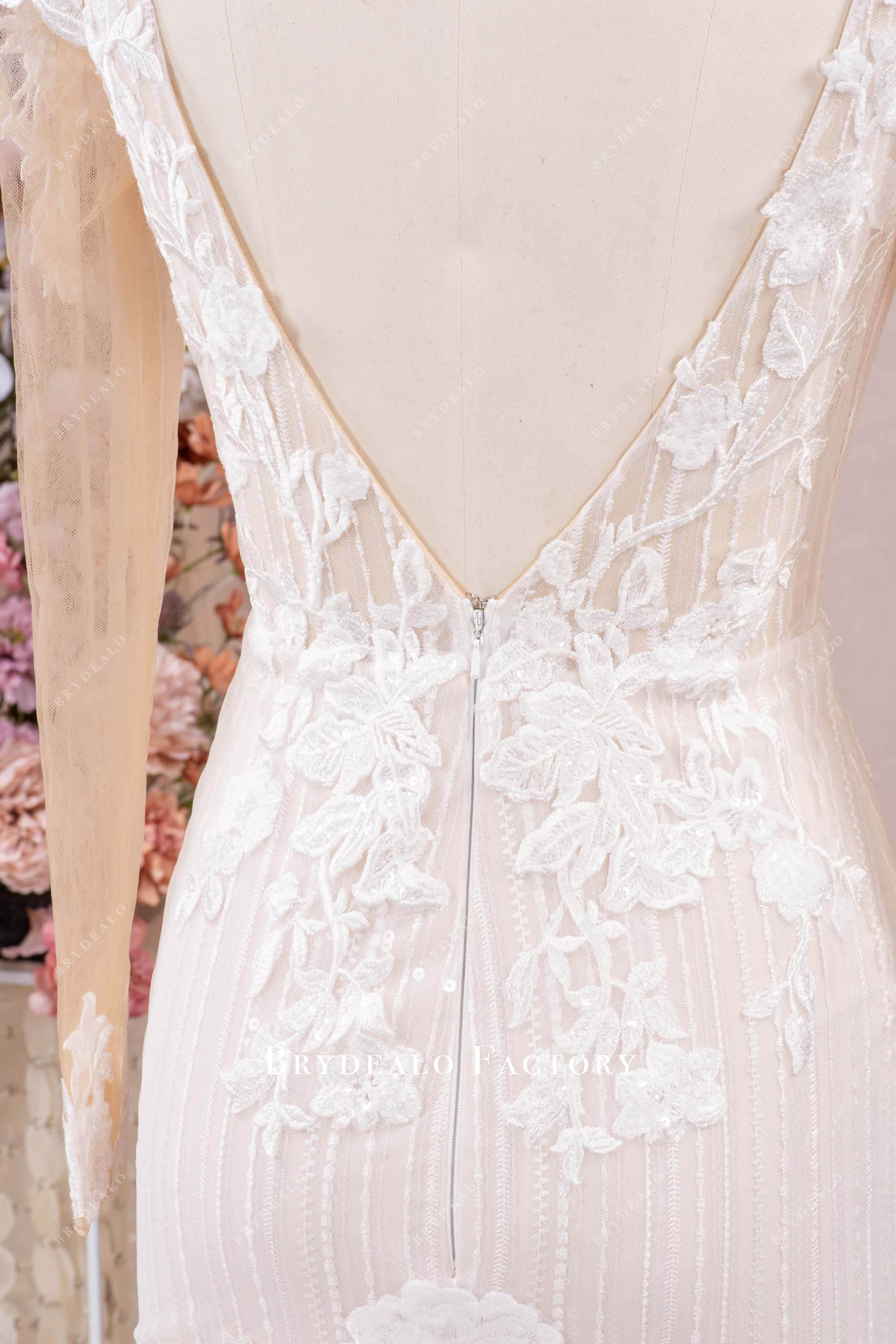 illusion lace back wedding gown
