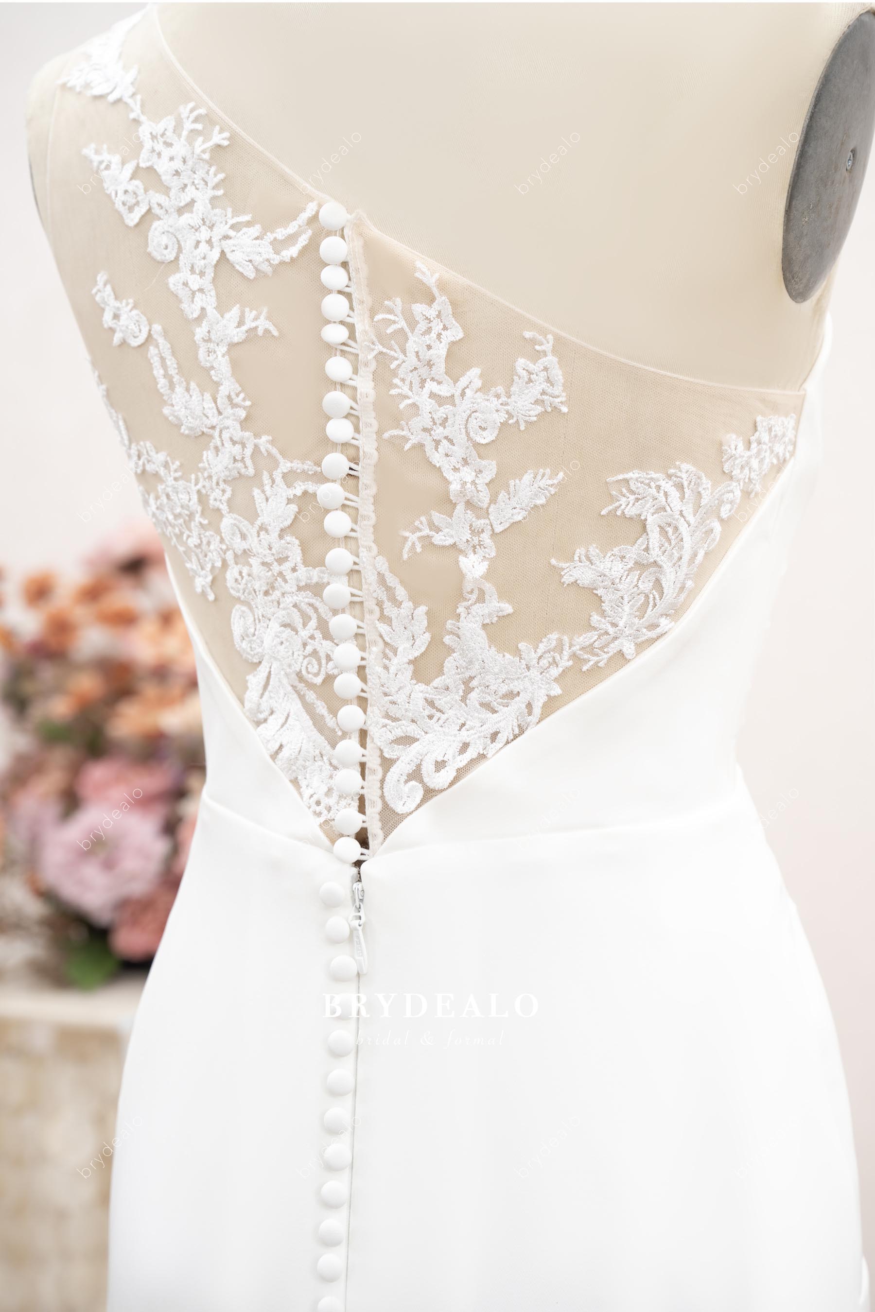 illusion lace button back wedding dress
