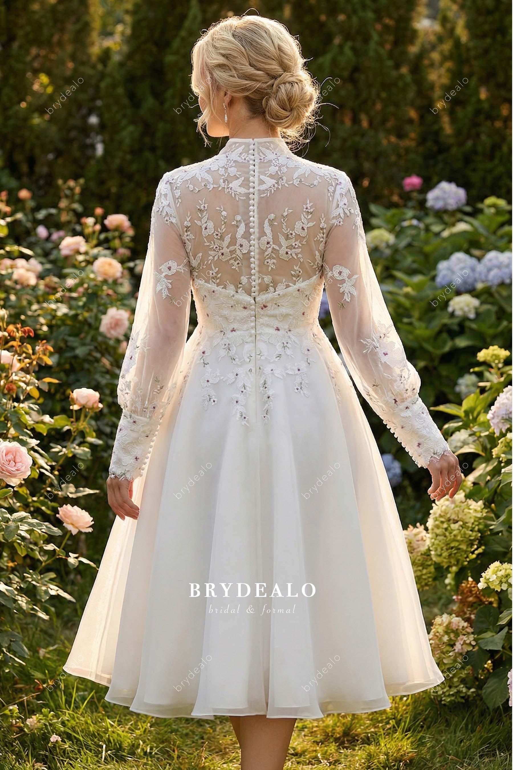 illusion lace puffy A-line casual bridal dress