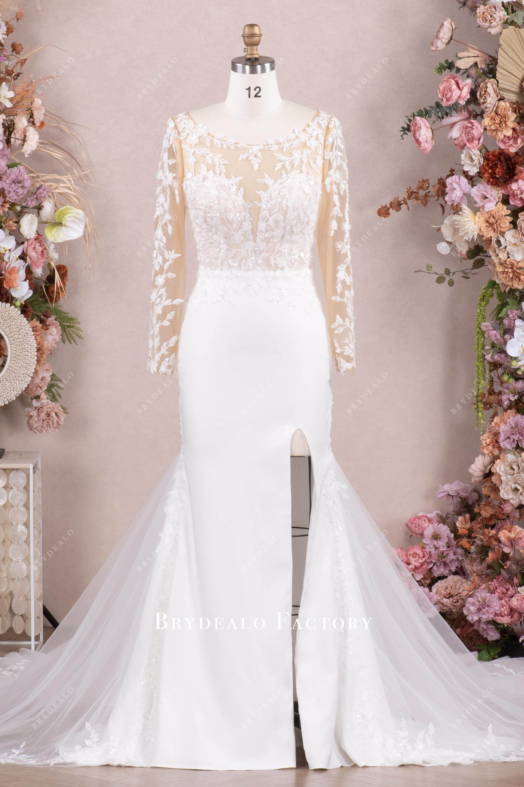 Straps Black Illusion Lace Ruffle Side Wedding Guest Dress