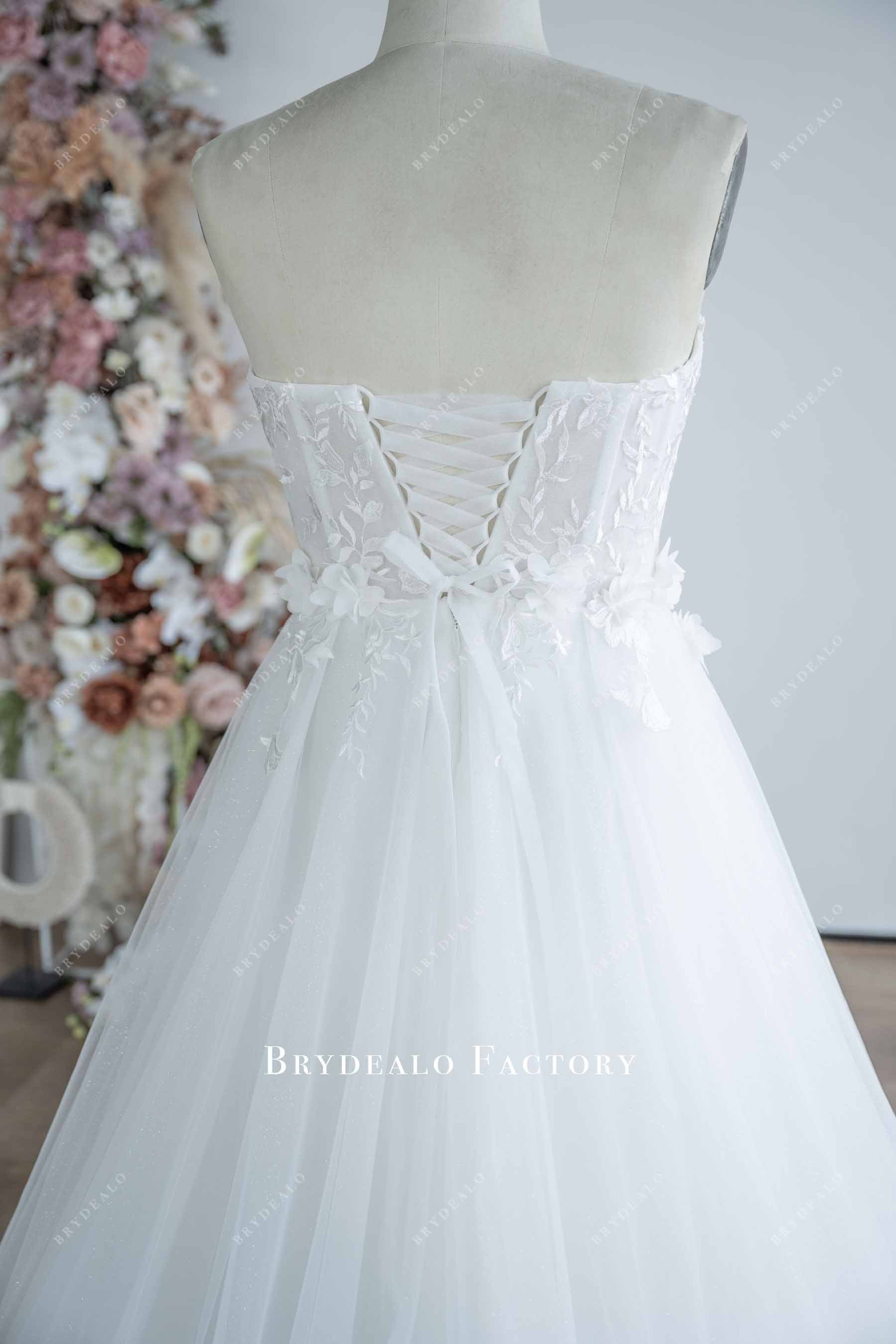 illusion lace-up closure wedding dress