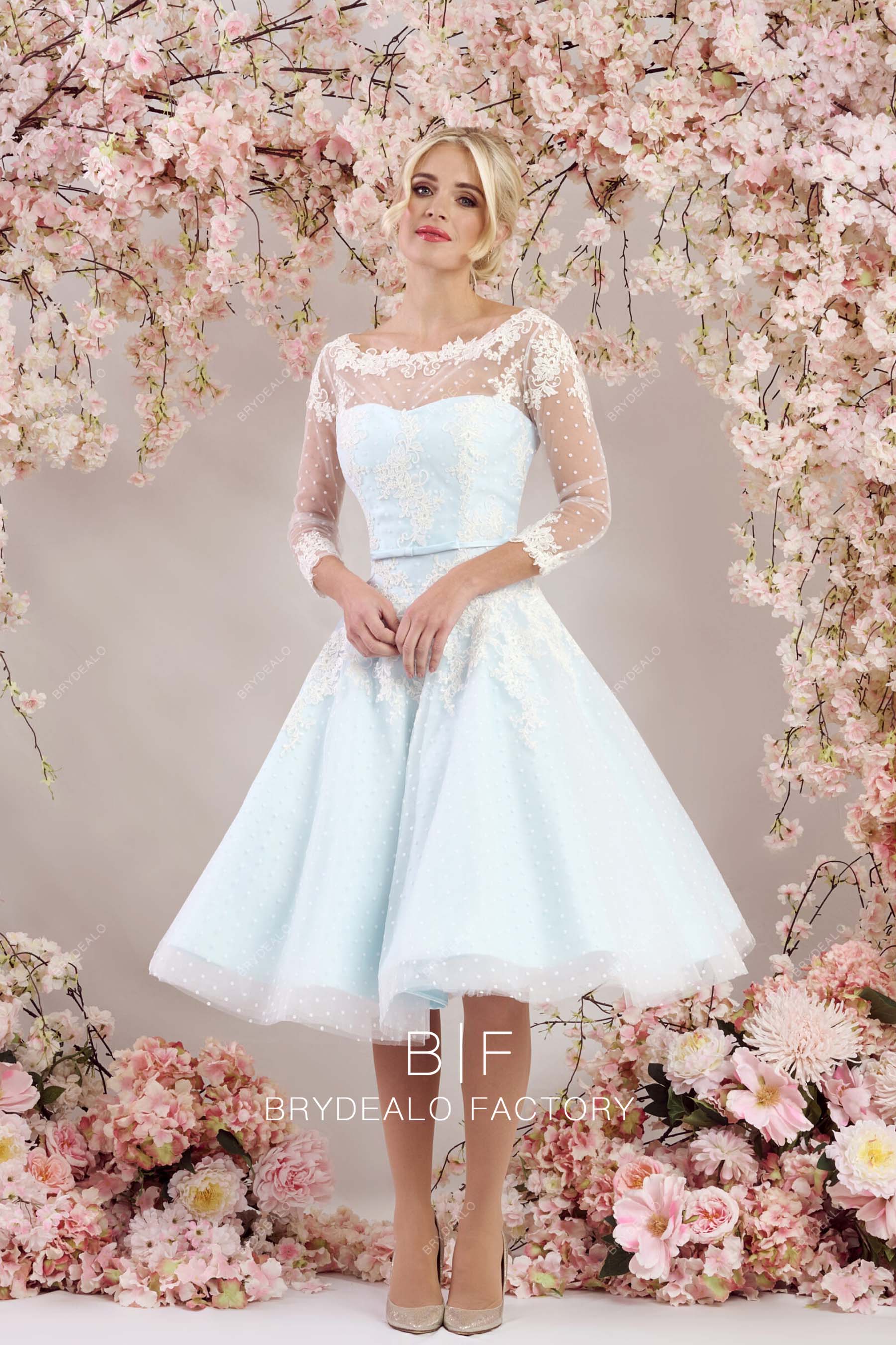illusion neck dot tulle city bridal dress