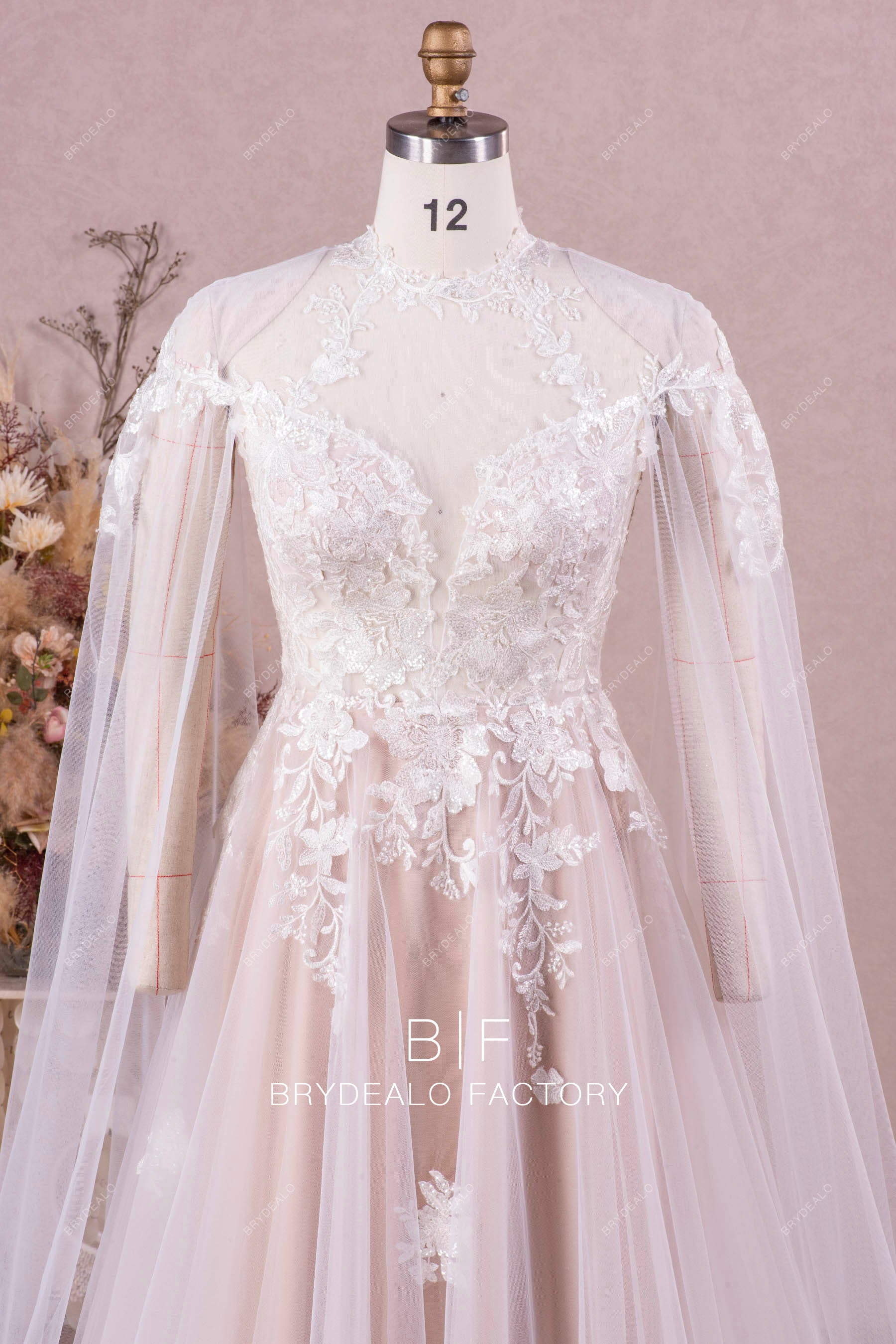illusion neck lace wedding dress