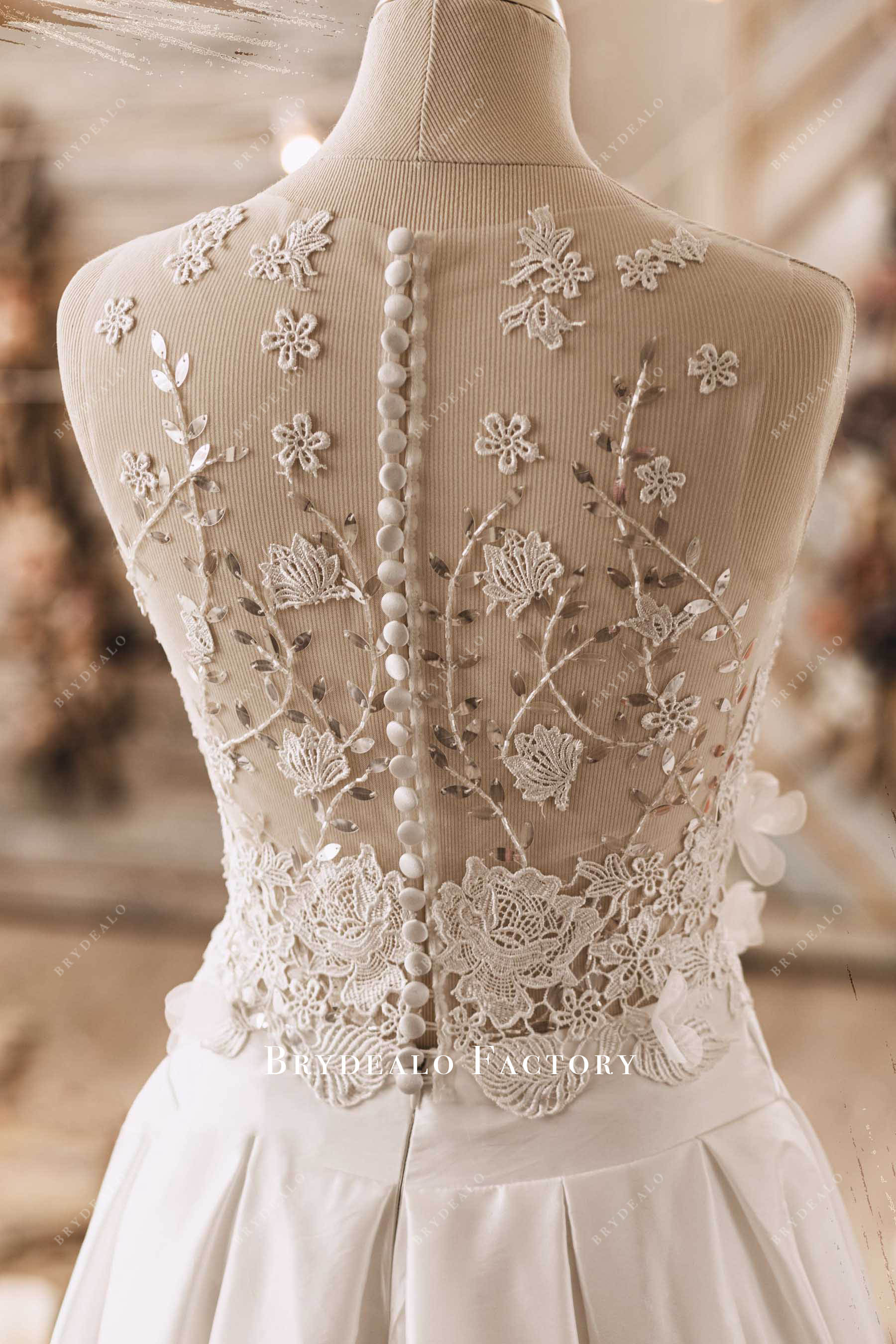 illusion sequin lace wedding dress