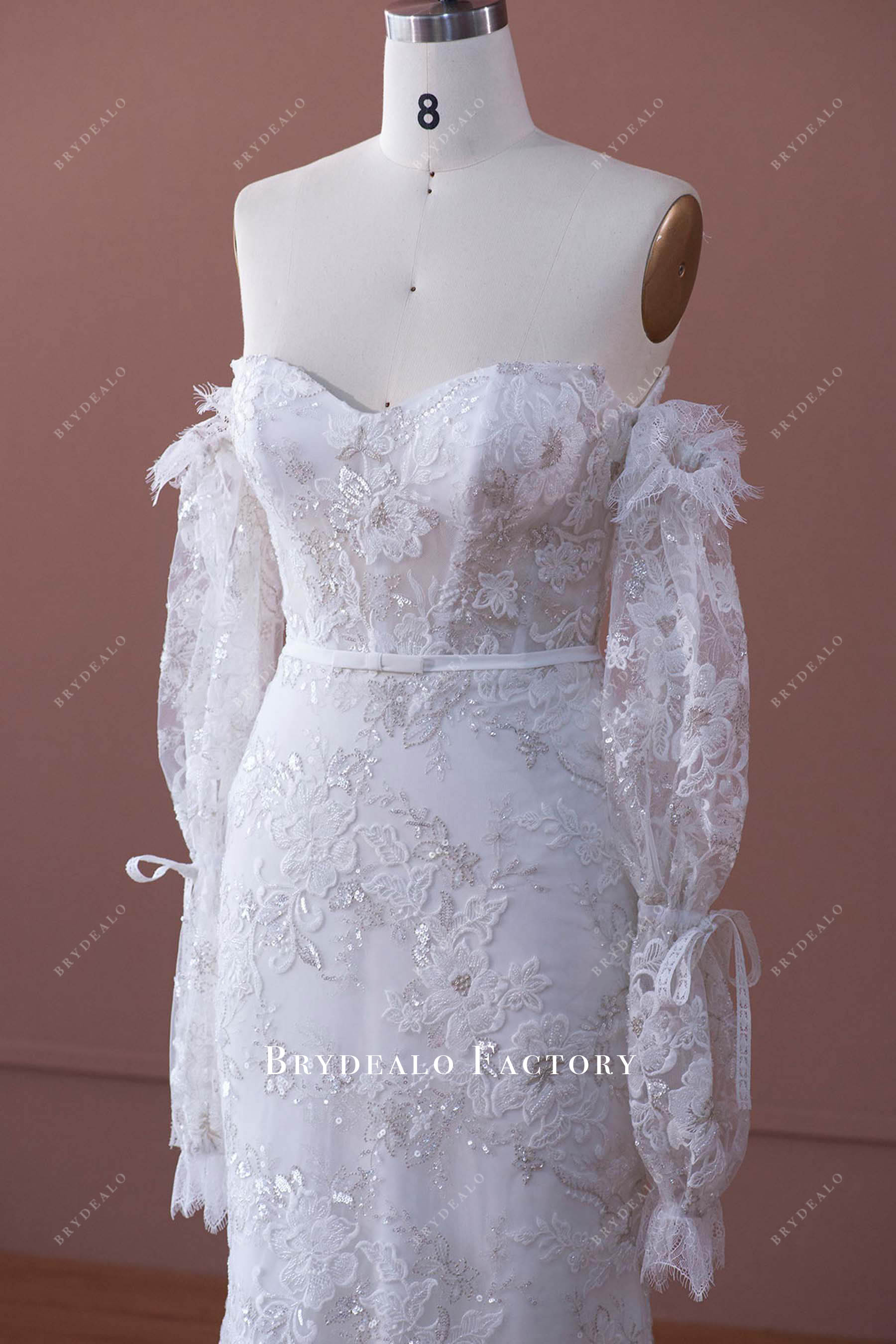 illusion sweetheart neck lace wedding dress