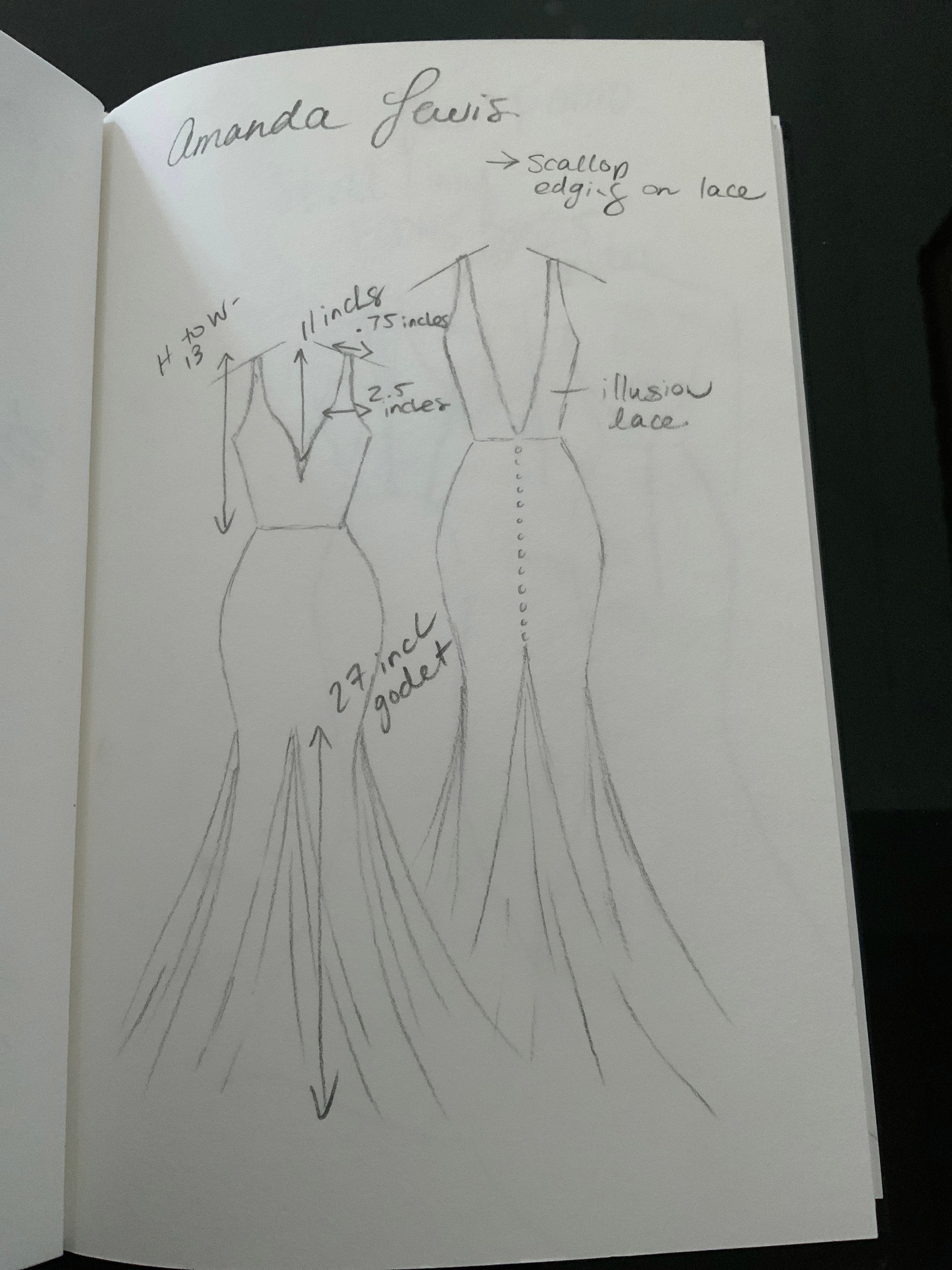 Custom Beaded Lace Godet Wedding Dress BR20231916-03