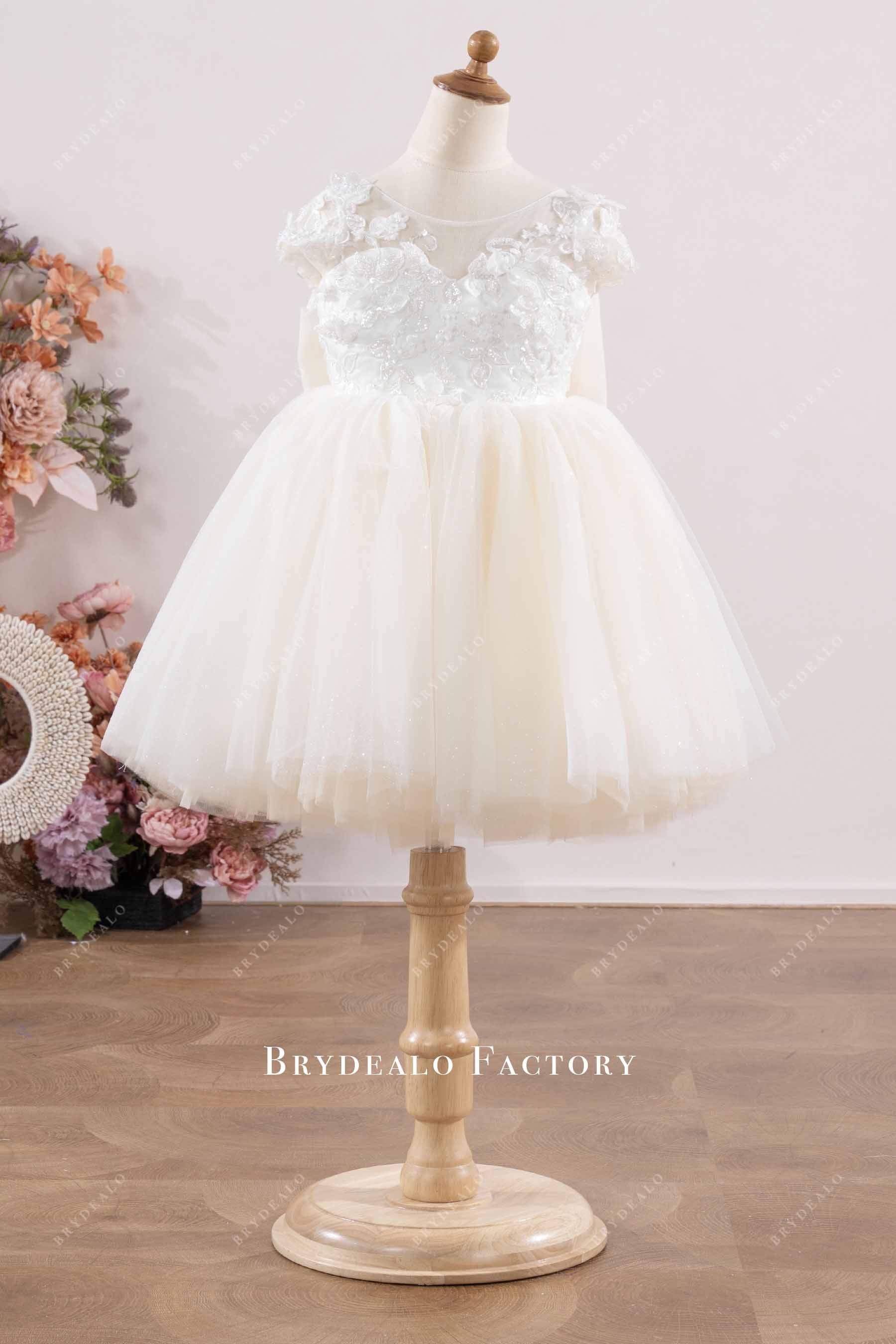 ivory cap sleeve flower girl dress