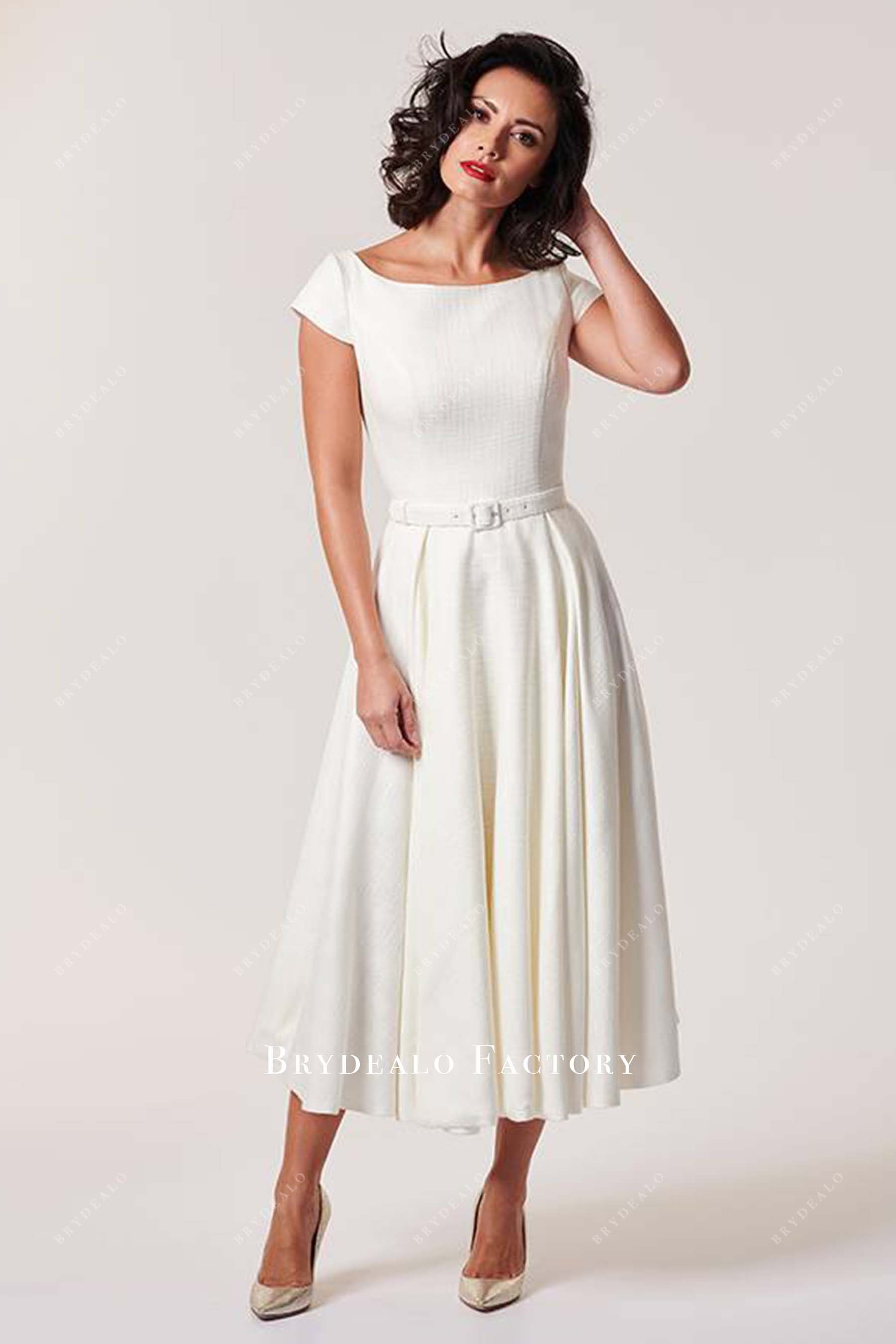 ivory cap sleeves mother of bride dress