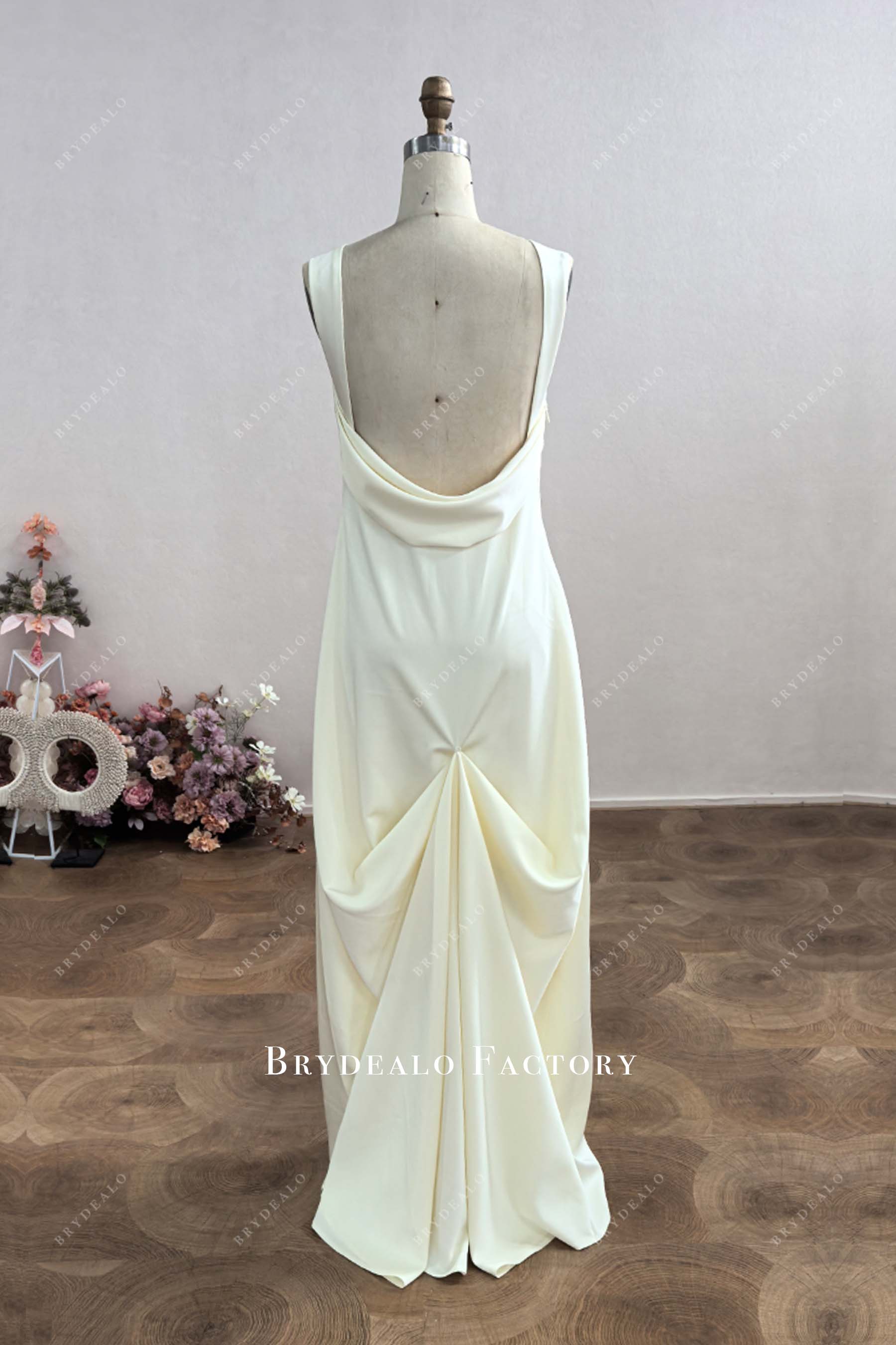 ivory low back bustle up wedding dress