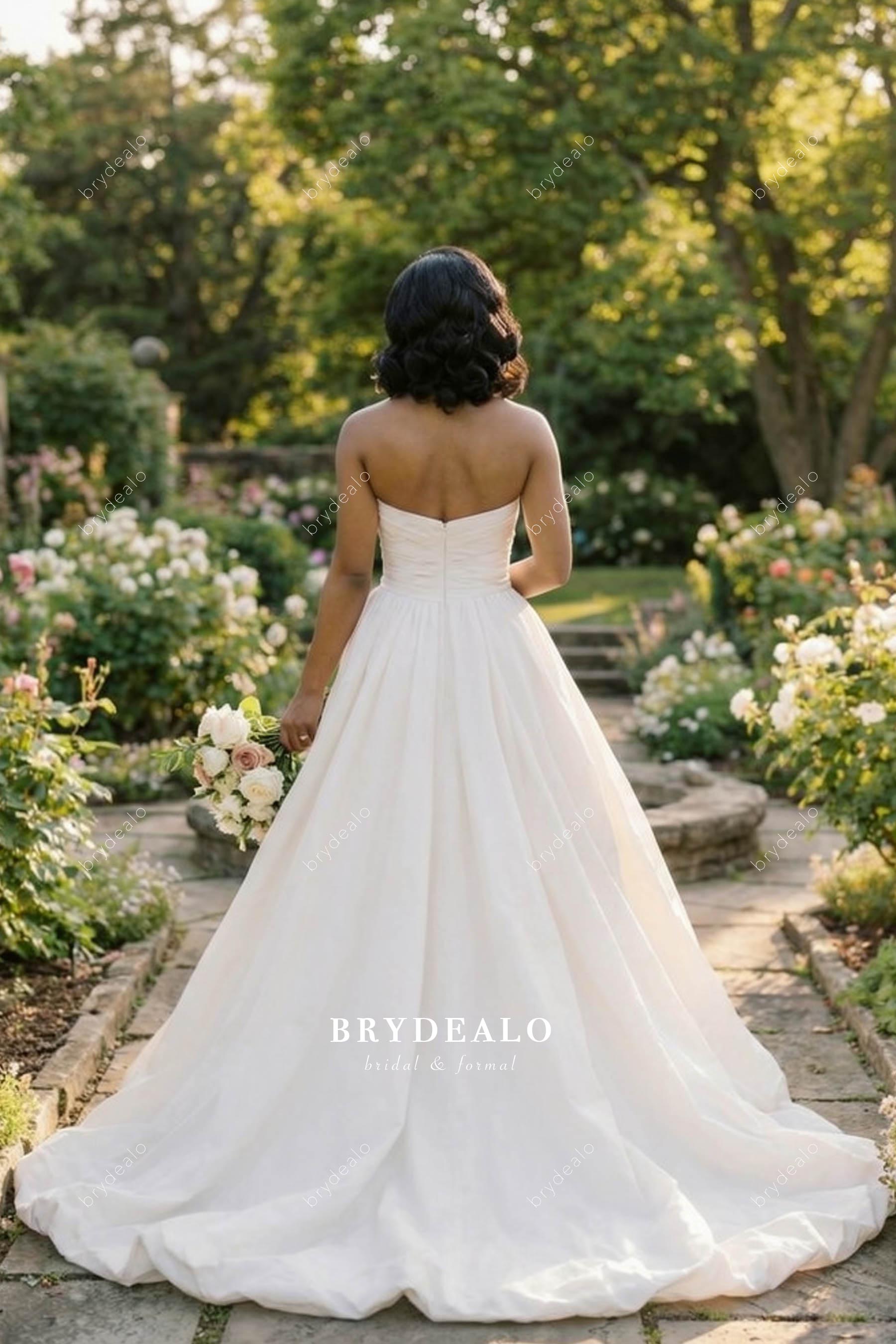 ivory strapless open back bridal dress