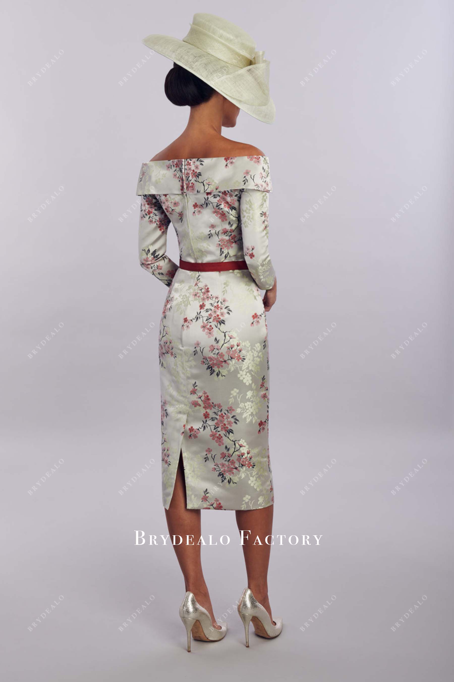 jacquard pencil mother of bride dress