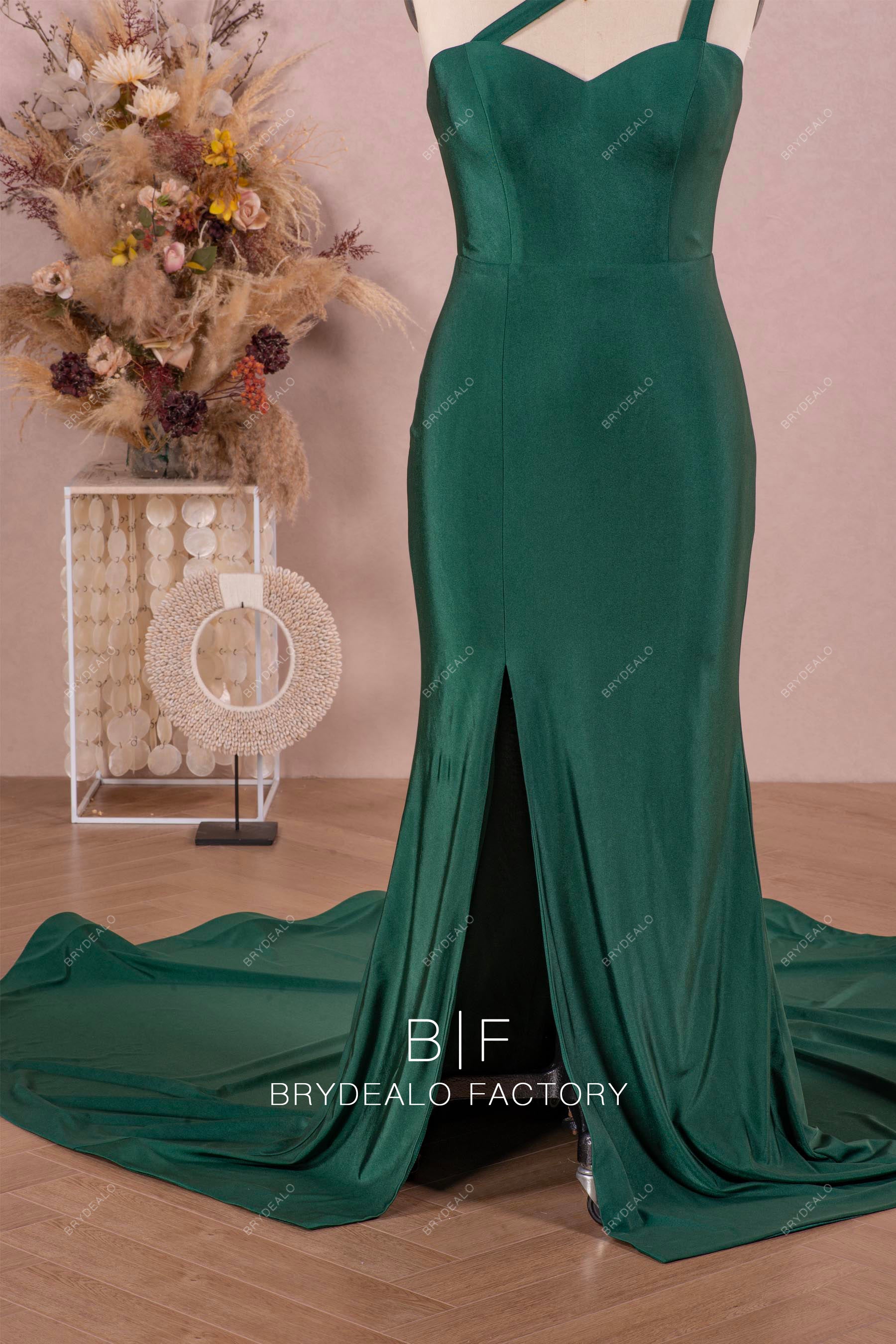 One-Shoulder Strap Elastic Jersey Bridesmaid Dress