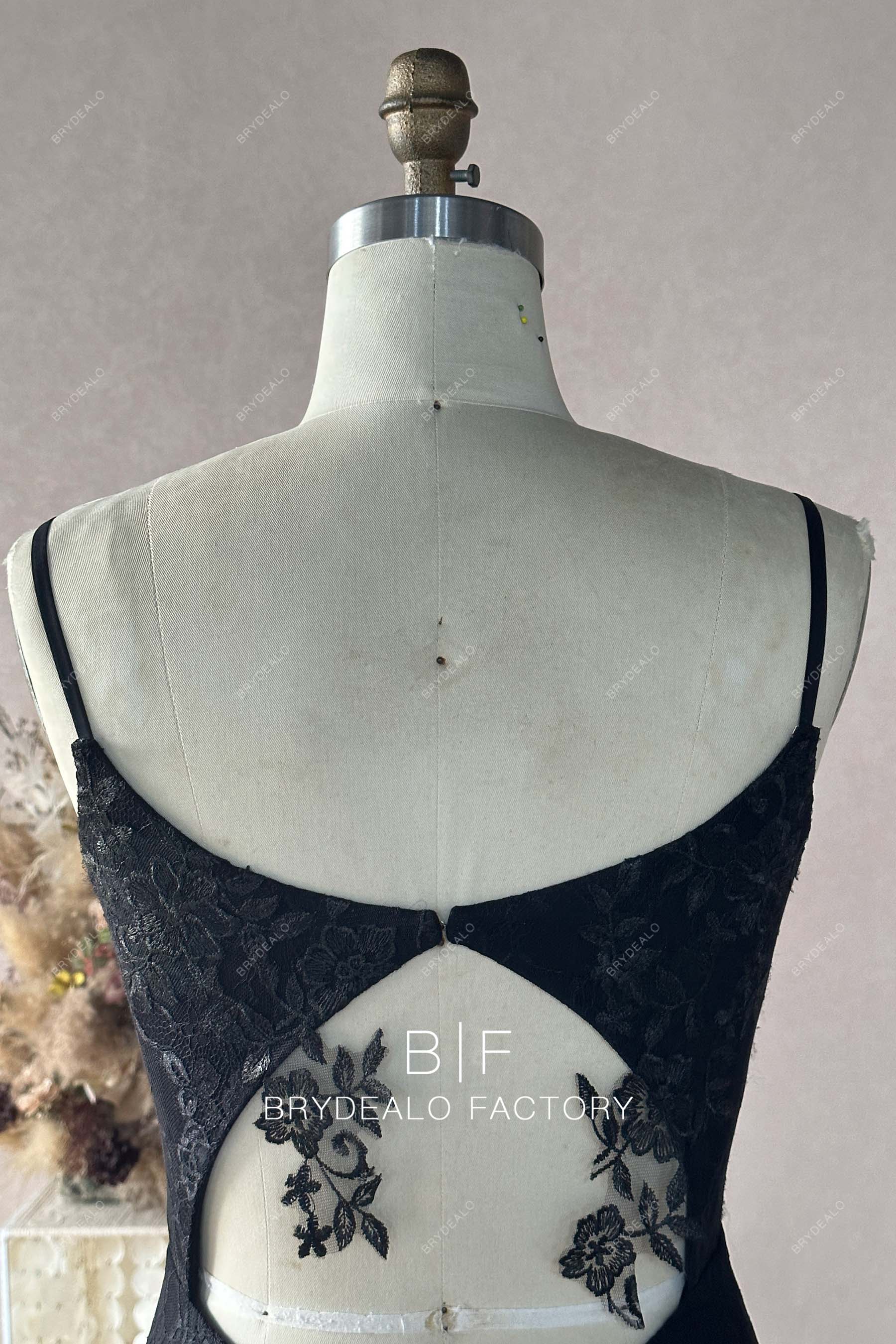 Private Label Black Lace Spaghetti Straps Custom Mermaid Dress