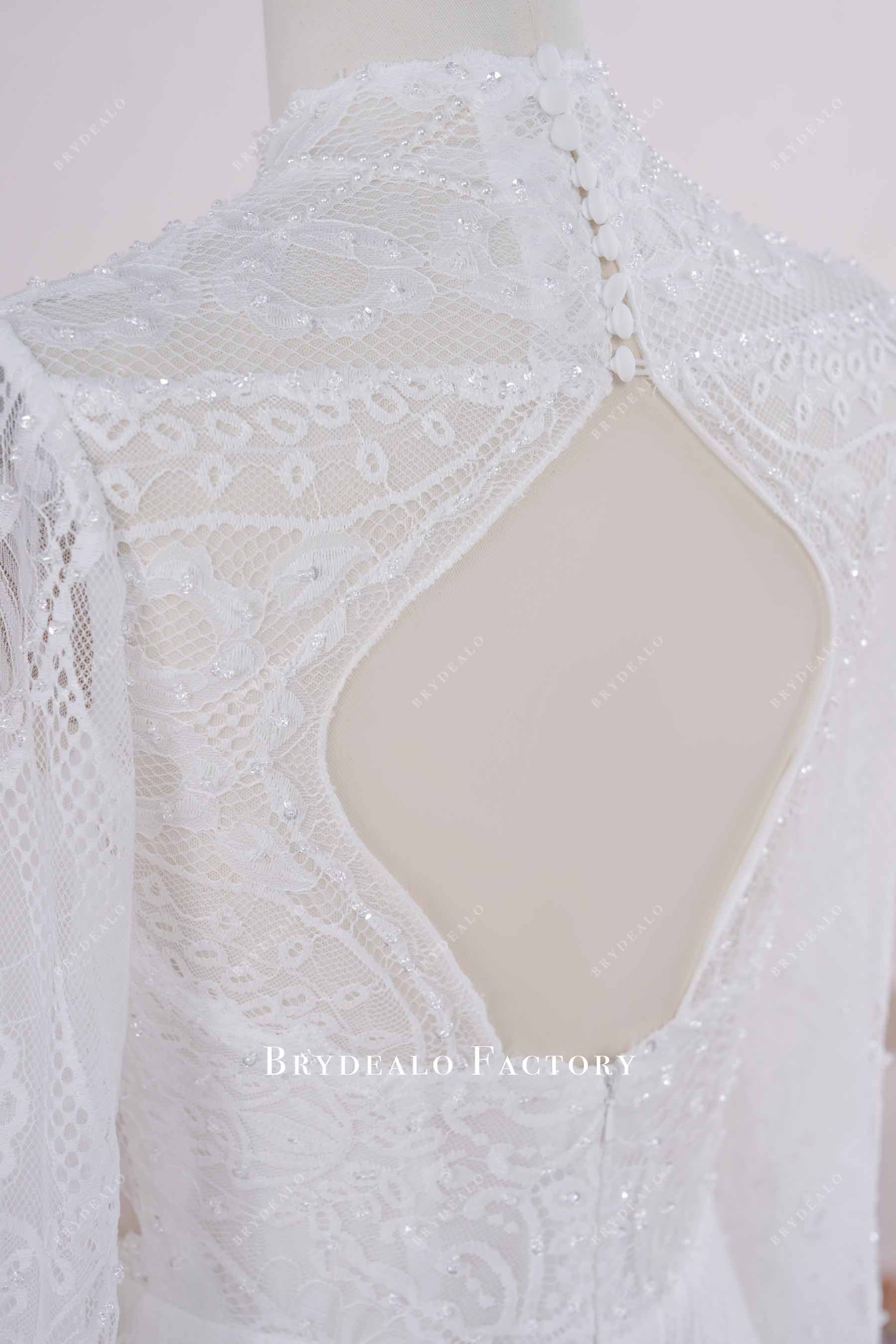 keyhole back boho wedding dress