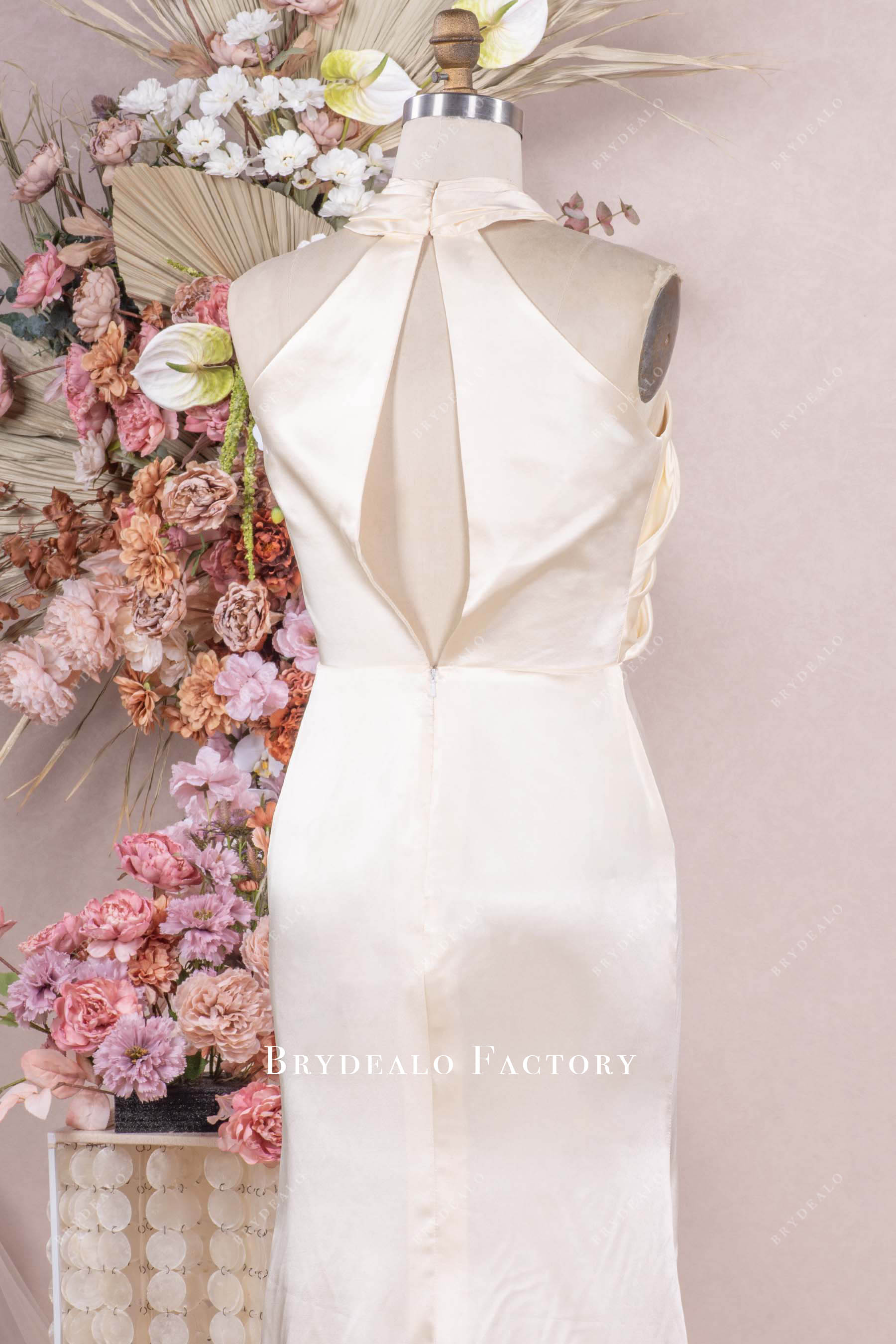 keyhole back floor charmeuse rehearsal dinner dress