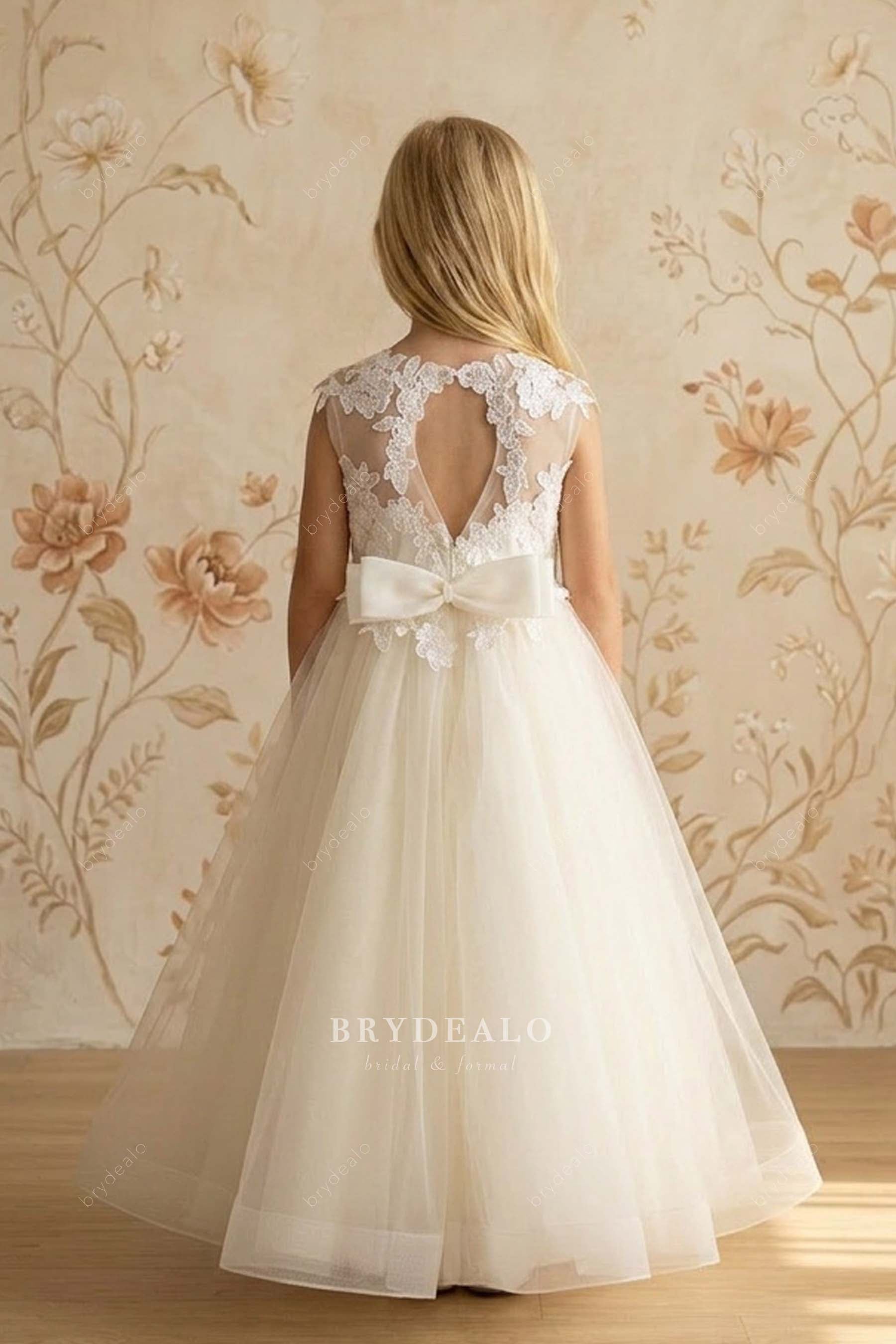 keyhole back knot flower girl dress