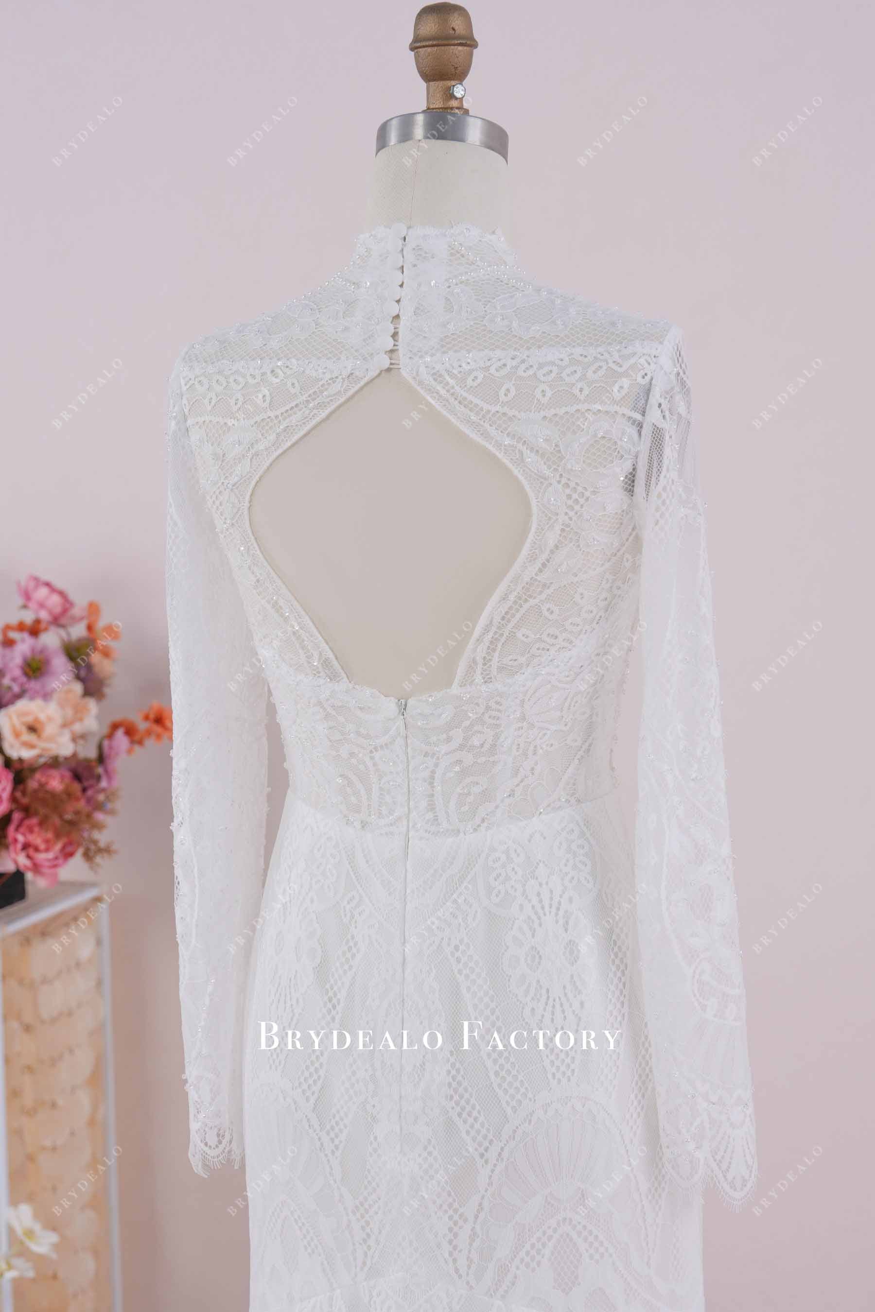 keyhole lace boho wedding dress