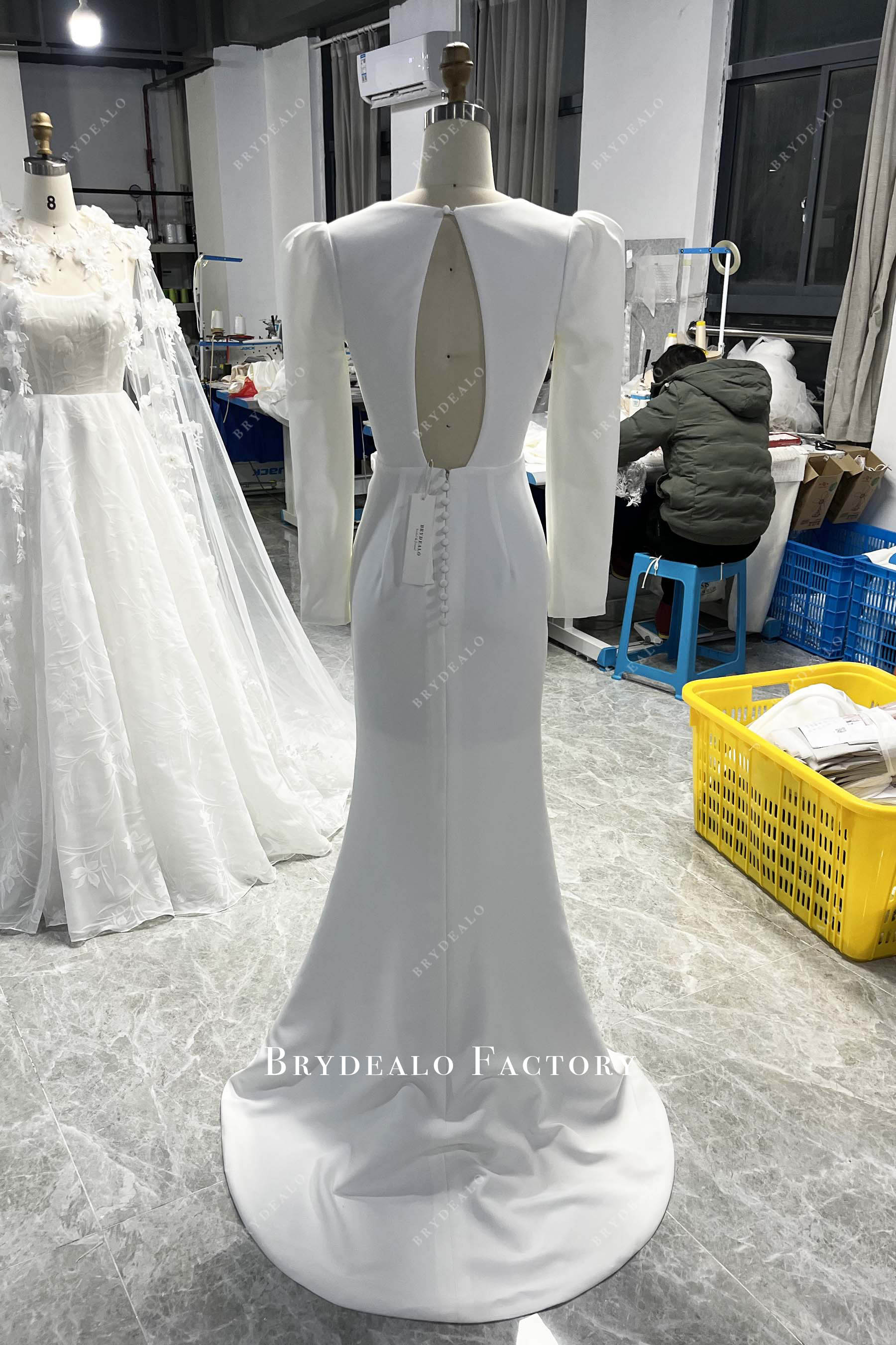 keyhole sweep train wedding dress
