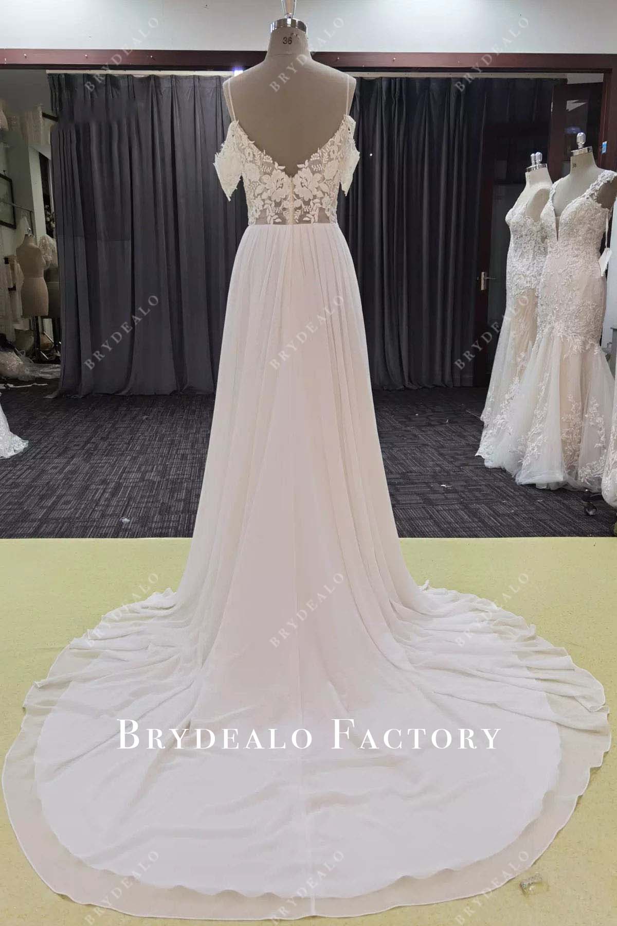 lace a line court train wedding dress