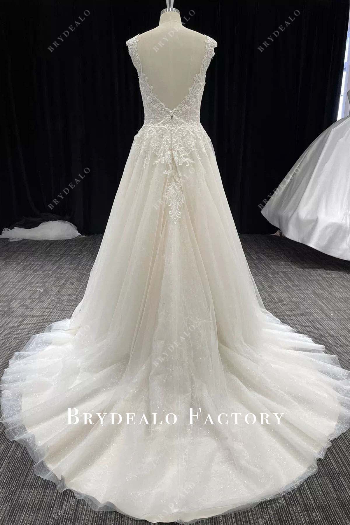 lace a line court train wedding dress