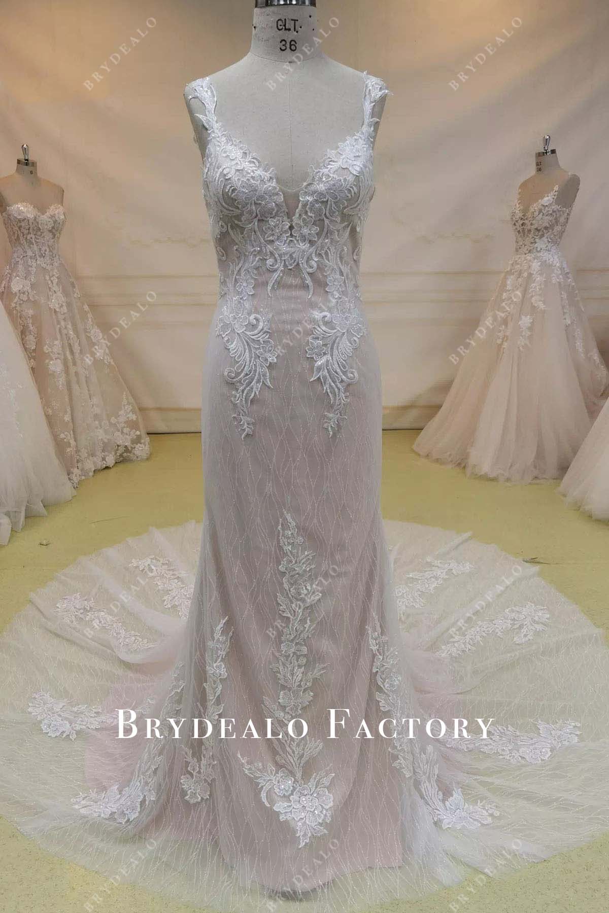 lace appliques mermaid wedding dress