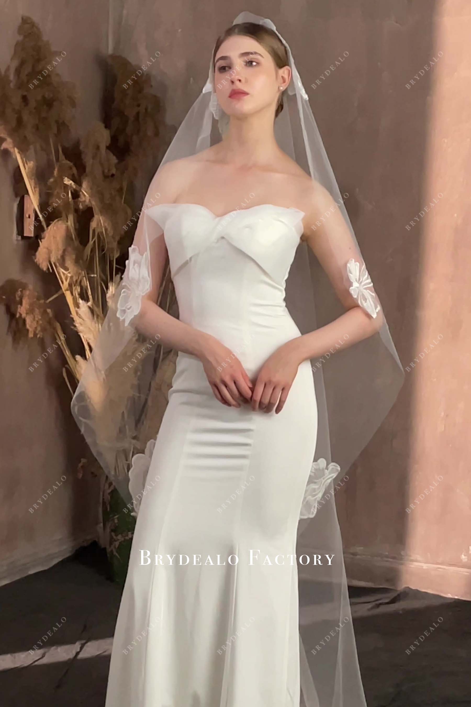 lace appliques tulle bridal veil